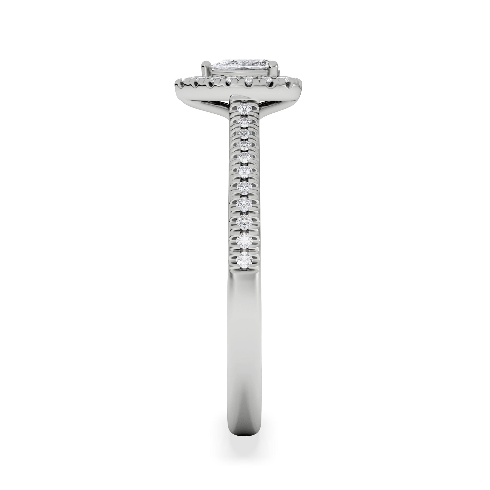 Diamond Lumia Pear Cut Lab Diamond Halo Ring 0.33ct F/VS in 925 Silver