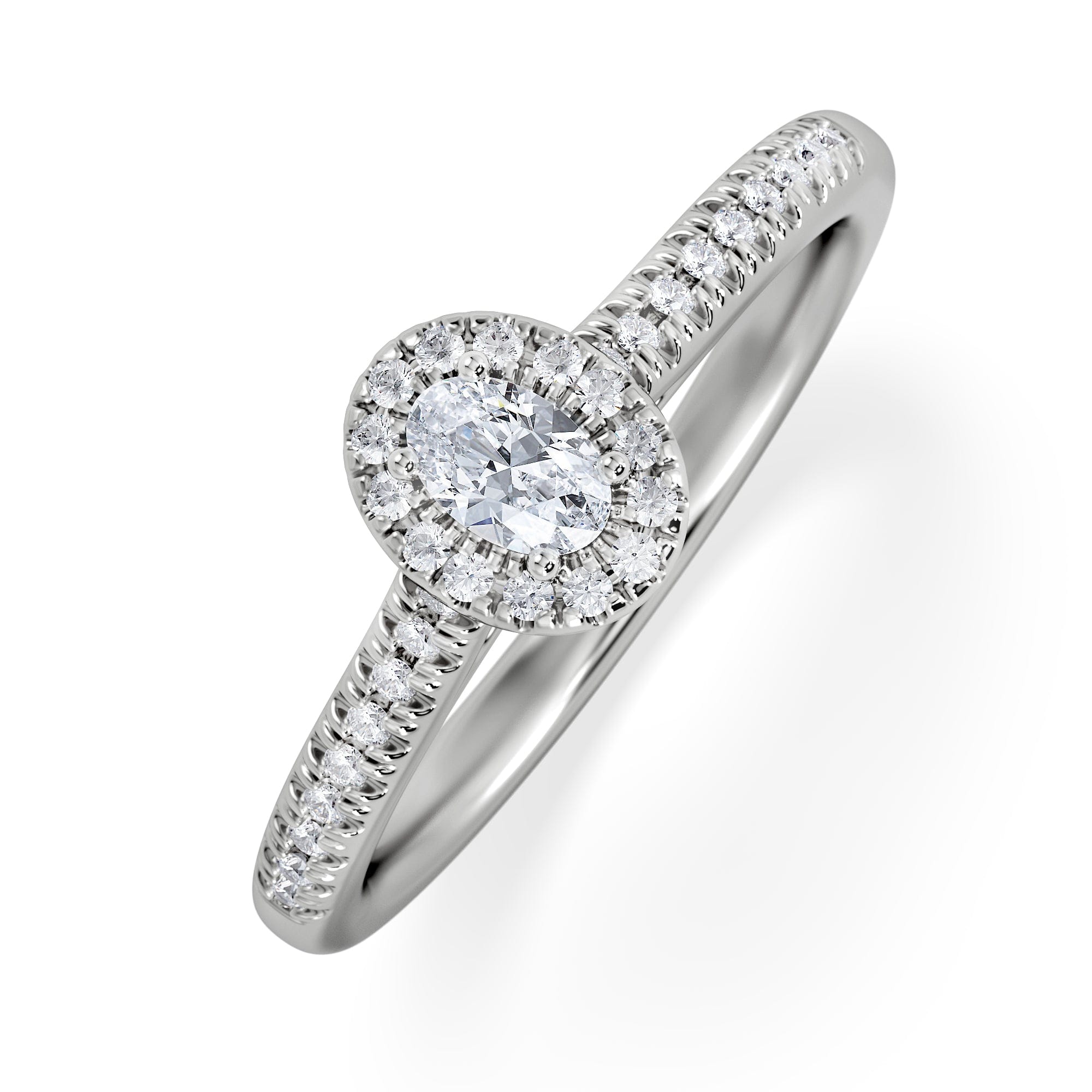 Diamond Lumia Oval Cut Lab Diamond Halo Ring 0.33ct F/VS in 925 Silver