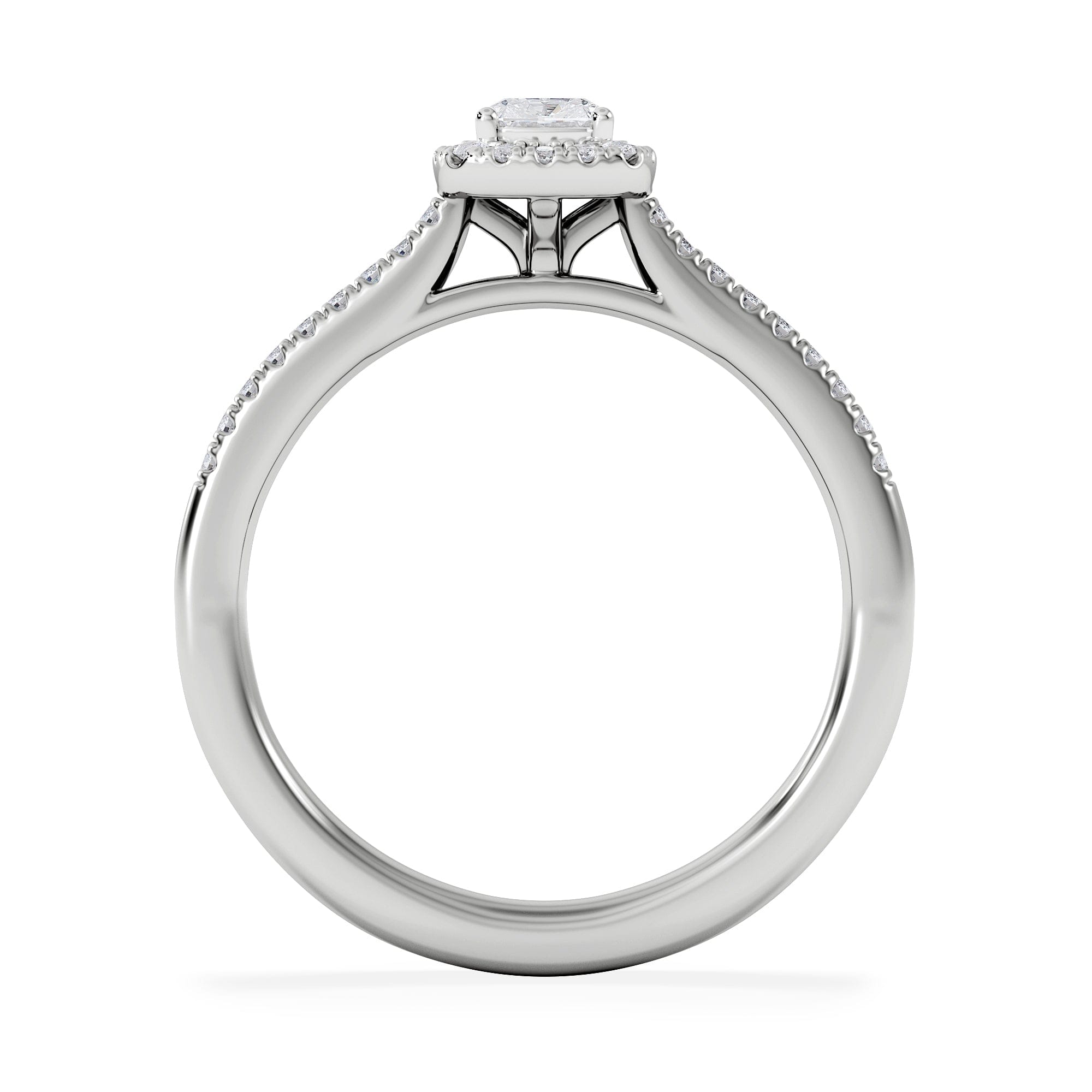 Diamond Lumia Cushion Cut Lab Diamond Halo Ring 0.50ct F/VS in 925 Silver