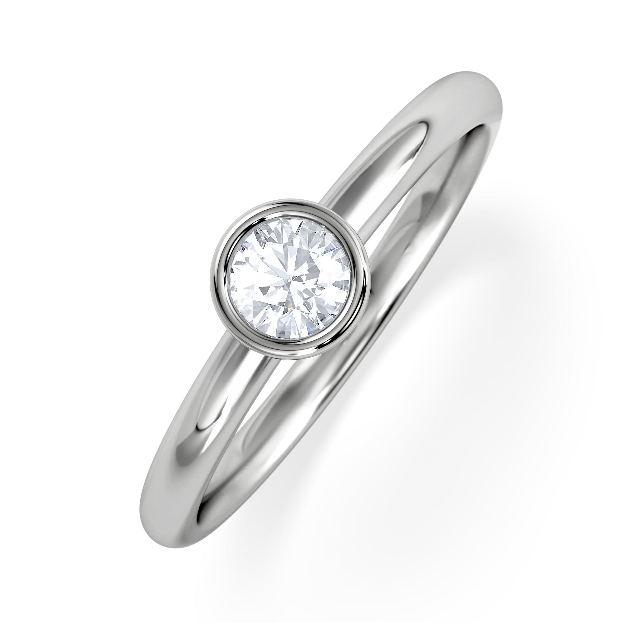 Solitaire Horizon Round Cut Lab Diamond Solitaire Ring 0.25ct H/SI in 925 Silver