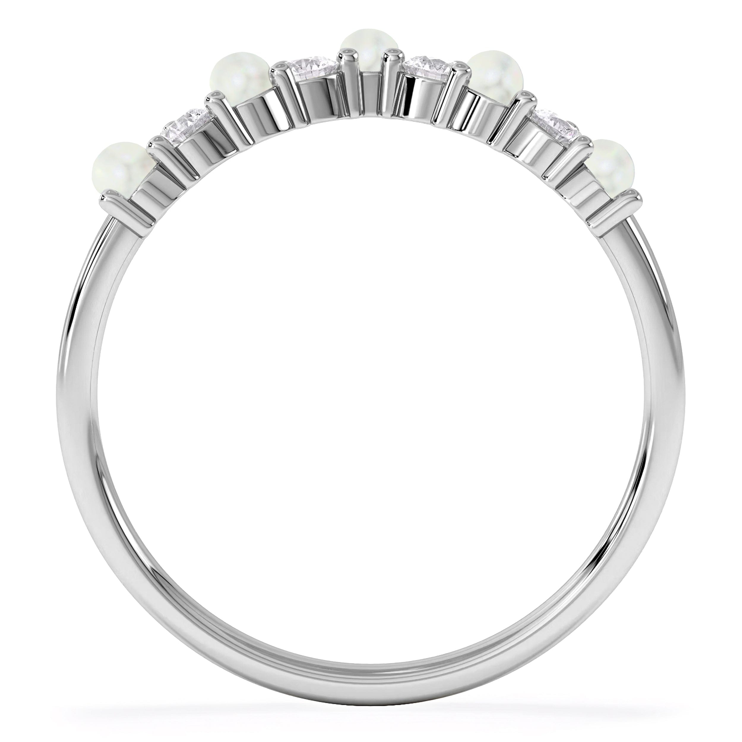 WISHBONE Starlit Opal and Lab Diamond Wishbone Ring in 9K White Gold