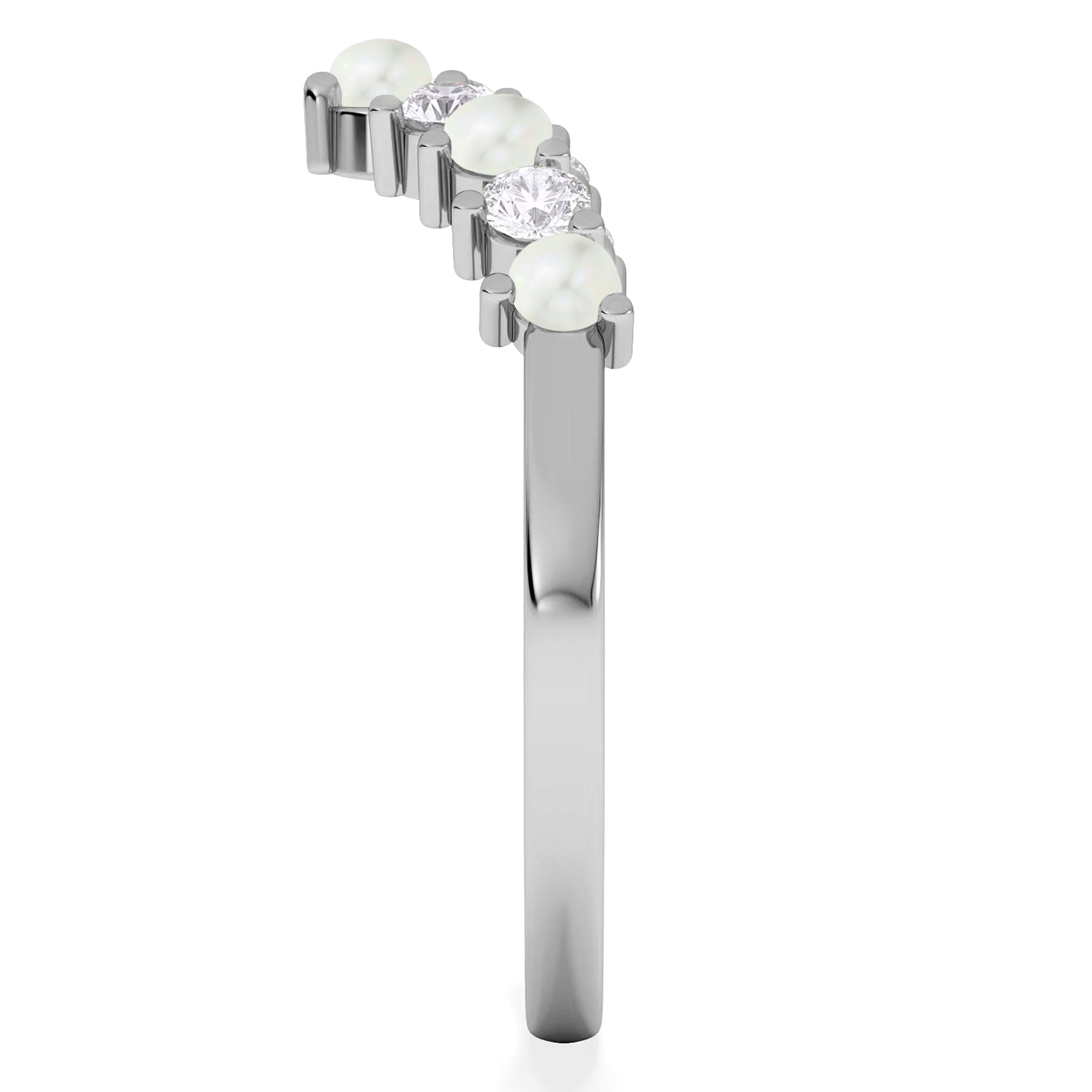 WISHBONE Starlit Opal and Lab Diamond Wishbone Ring in 9K White Gold