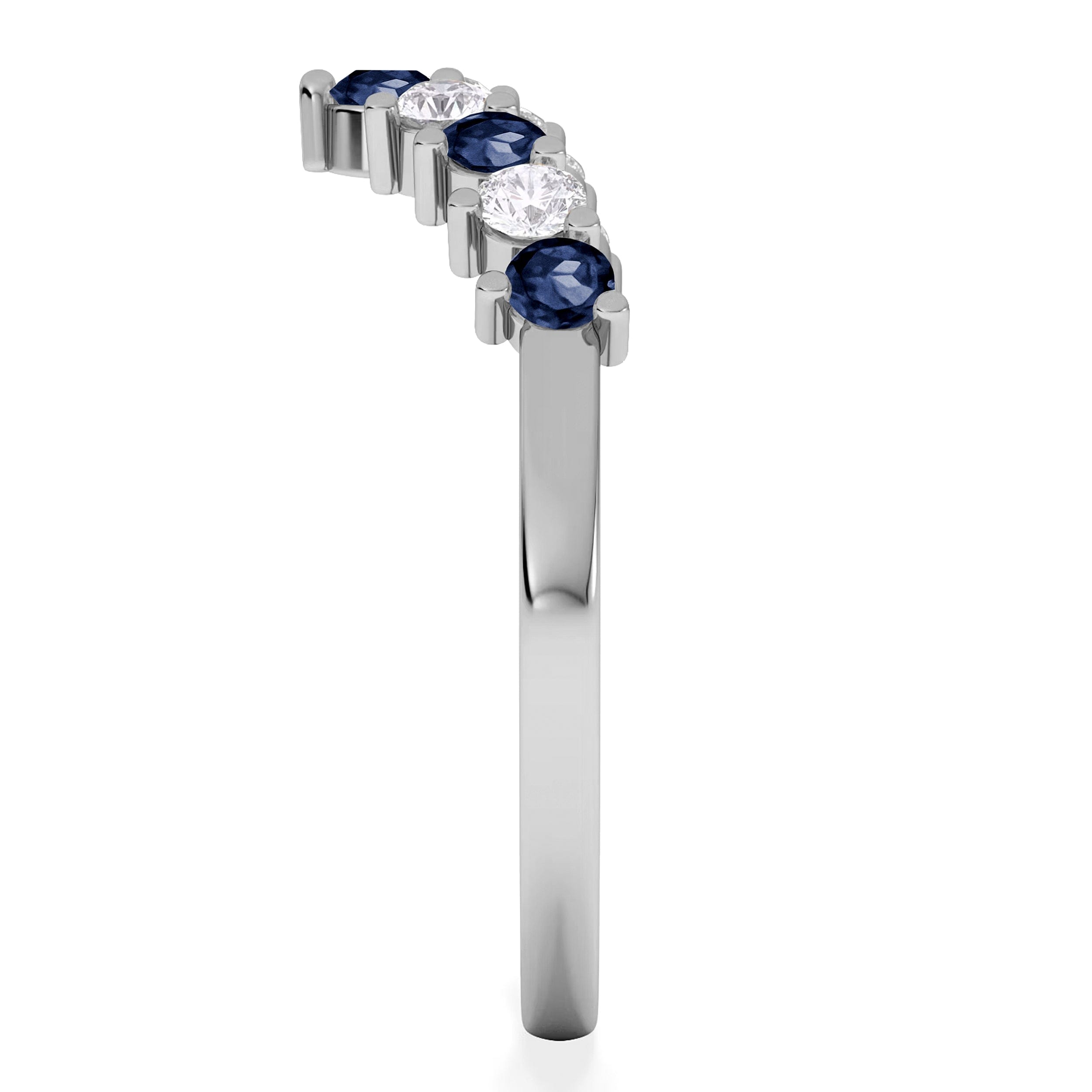 WISHBONE Starlit Sapphire and Lab Diamond Wishbone Ring in 9K White Gold
