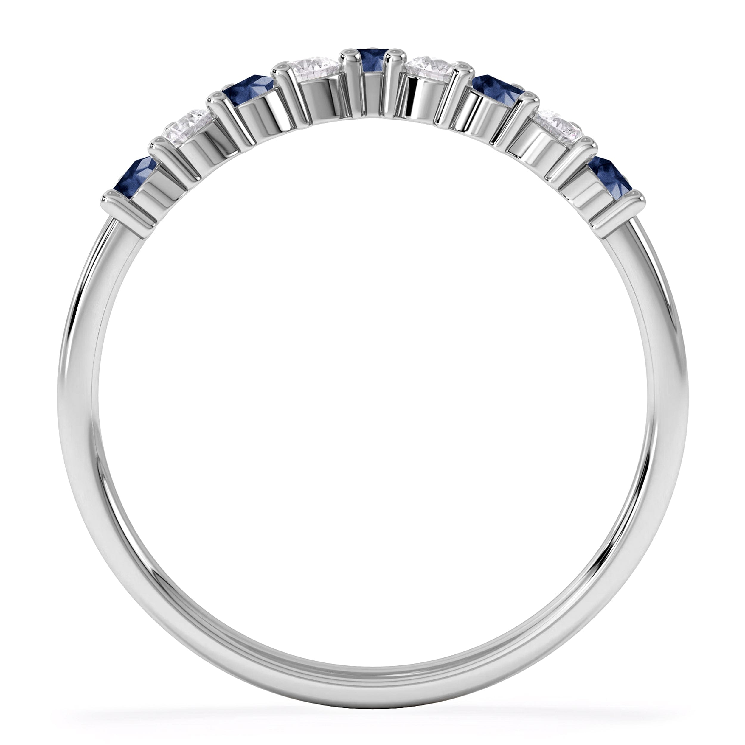 WISHBONE Starlit Sapphire and Lab Diamond Wishbone Ring in 9K White Gold