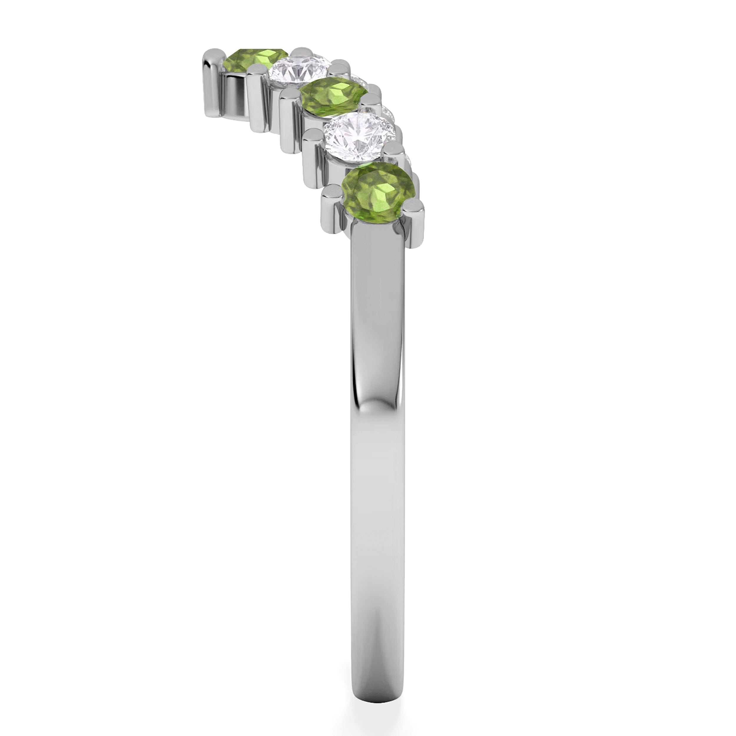 WISHBONE Starlit Peridot and Lab Diamond Wishbone Ring in 9K White Gold