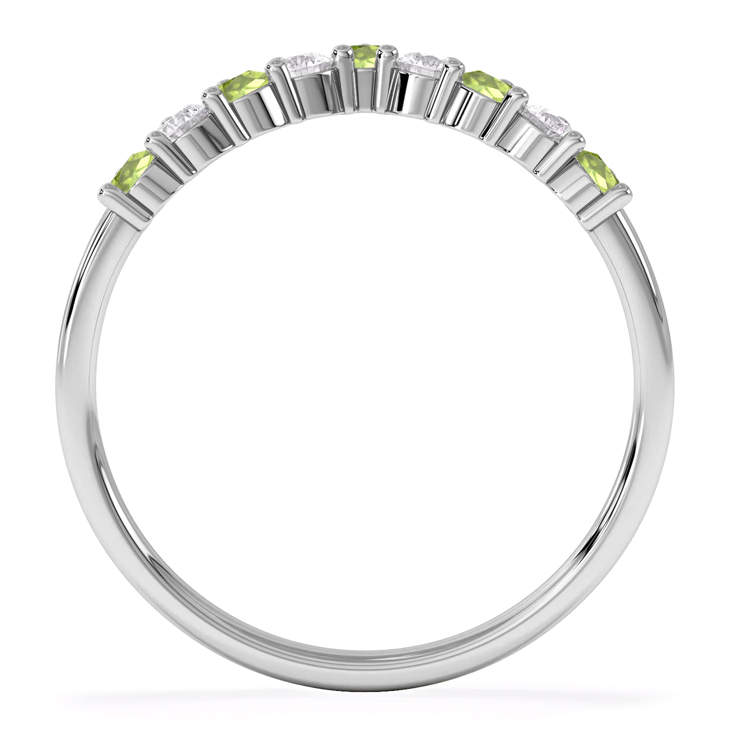 WISHBONE Starlit Peridot and Lab Diamond Wishbone Ring in 9K White Gold