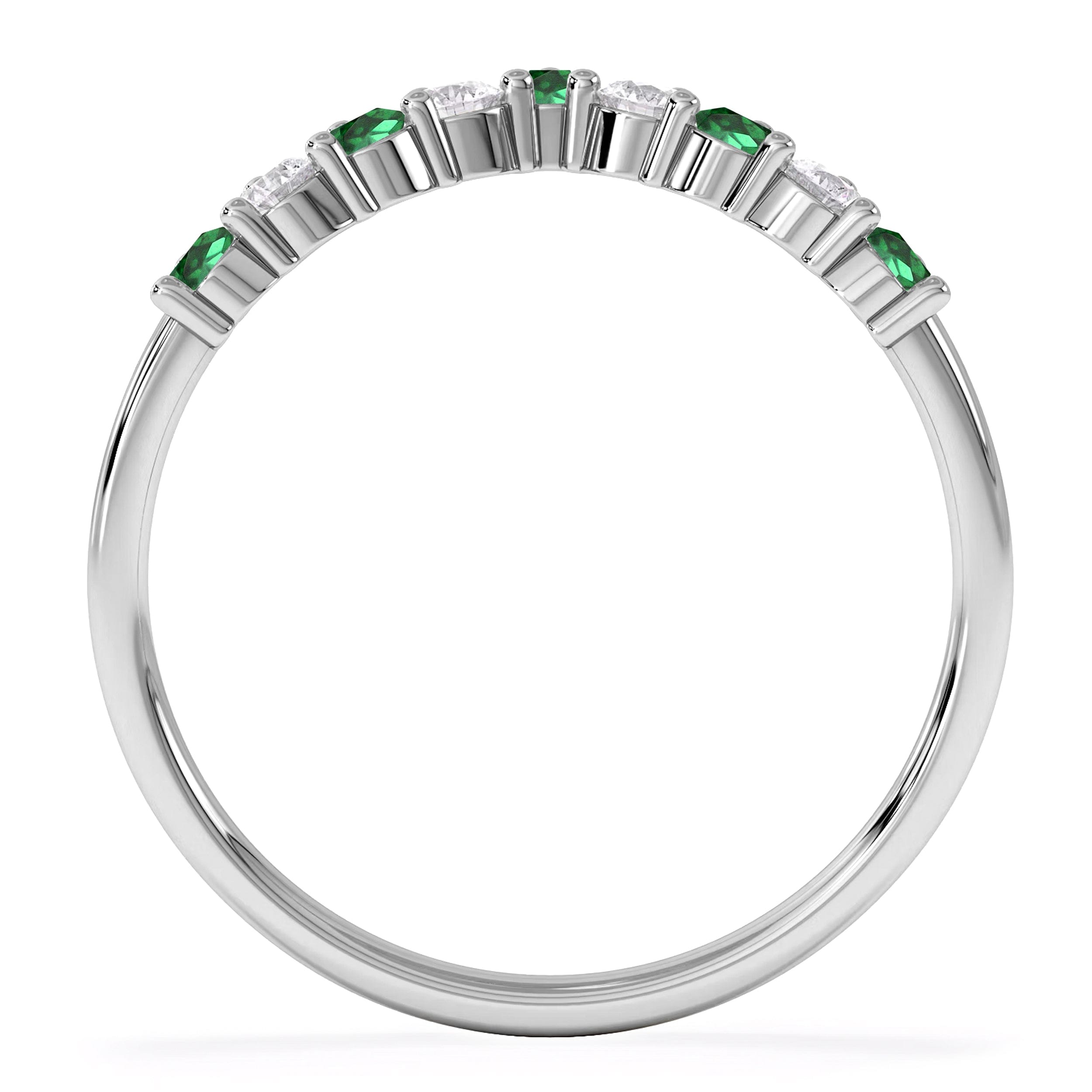 WISHBONE Starlit Emerald and Lab Diamond Wishbone Ring in 9K White Gold