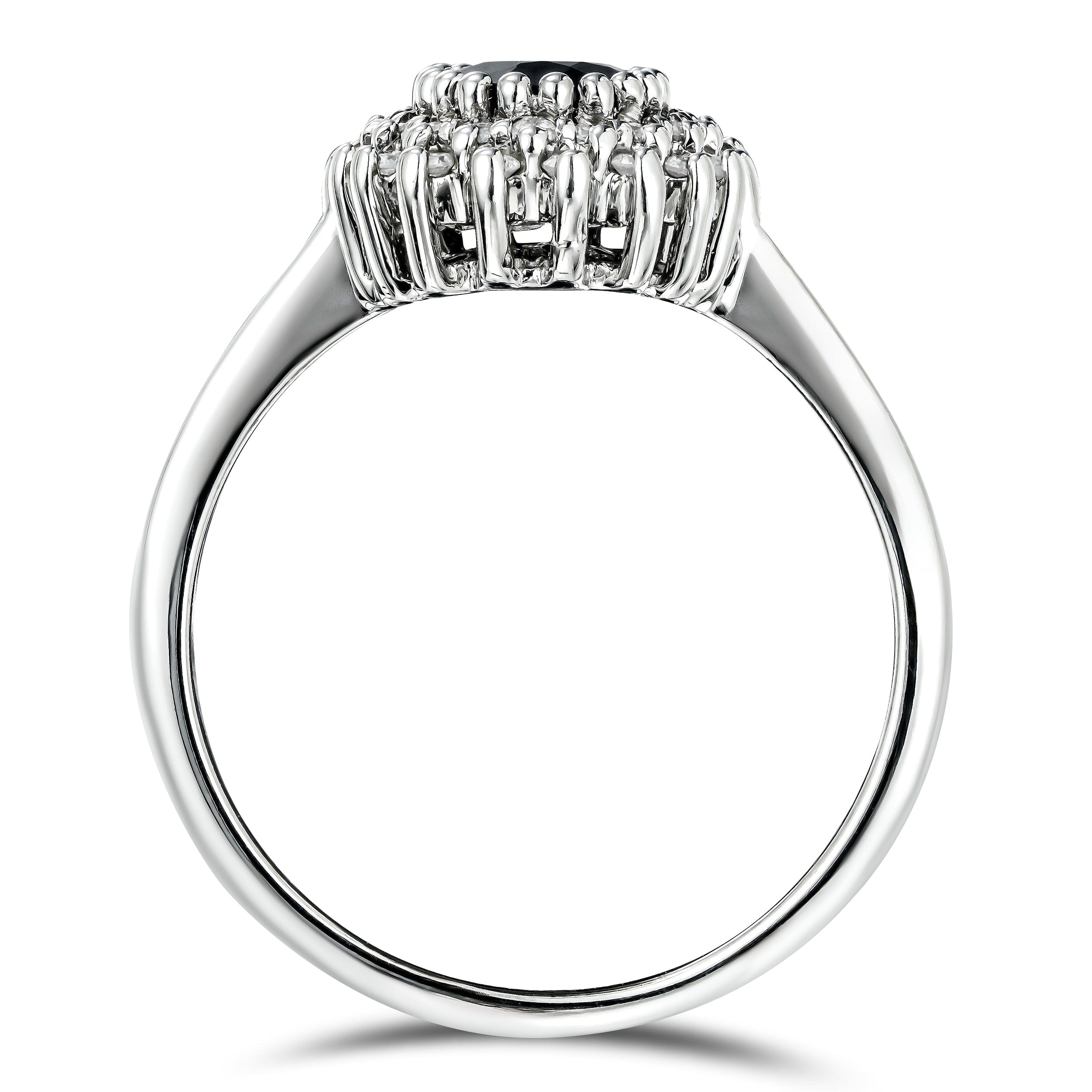 Diamond Sapphire 7 x 5 mm And Diamond 925 Sterling Silver Ring