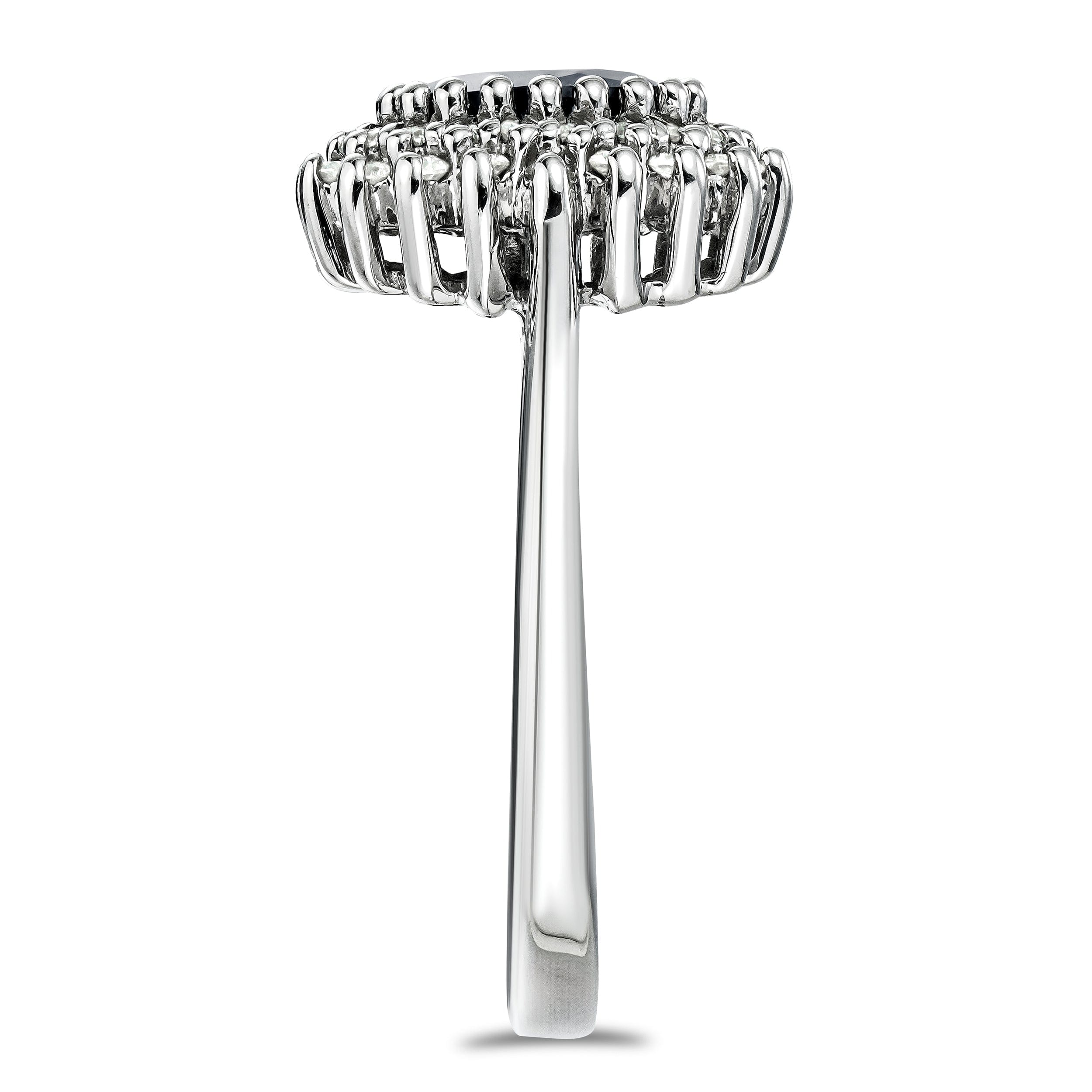 Diamond Sapphire 7 x 5 mm And Diamond 925 Sterling Silver Ring