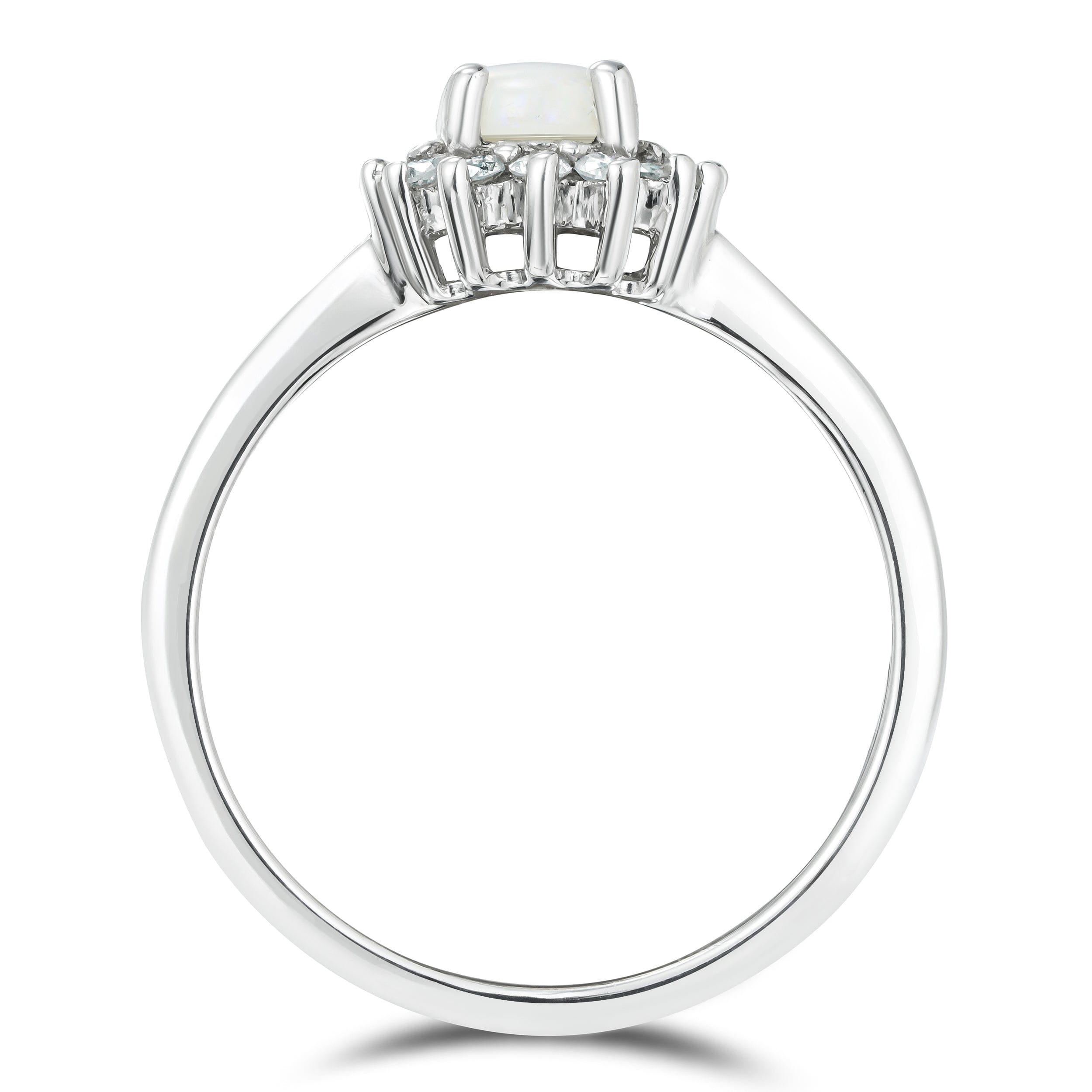 Diamond Opal 7 x 5 mm And Diamond 925 Sterling Silver Ring