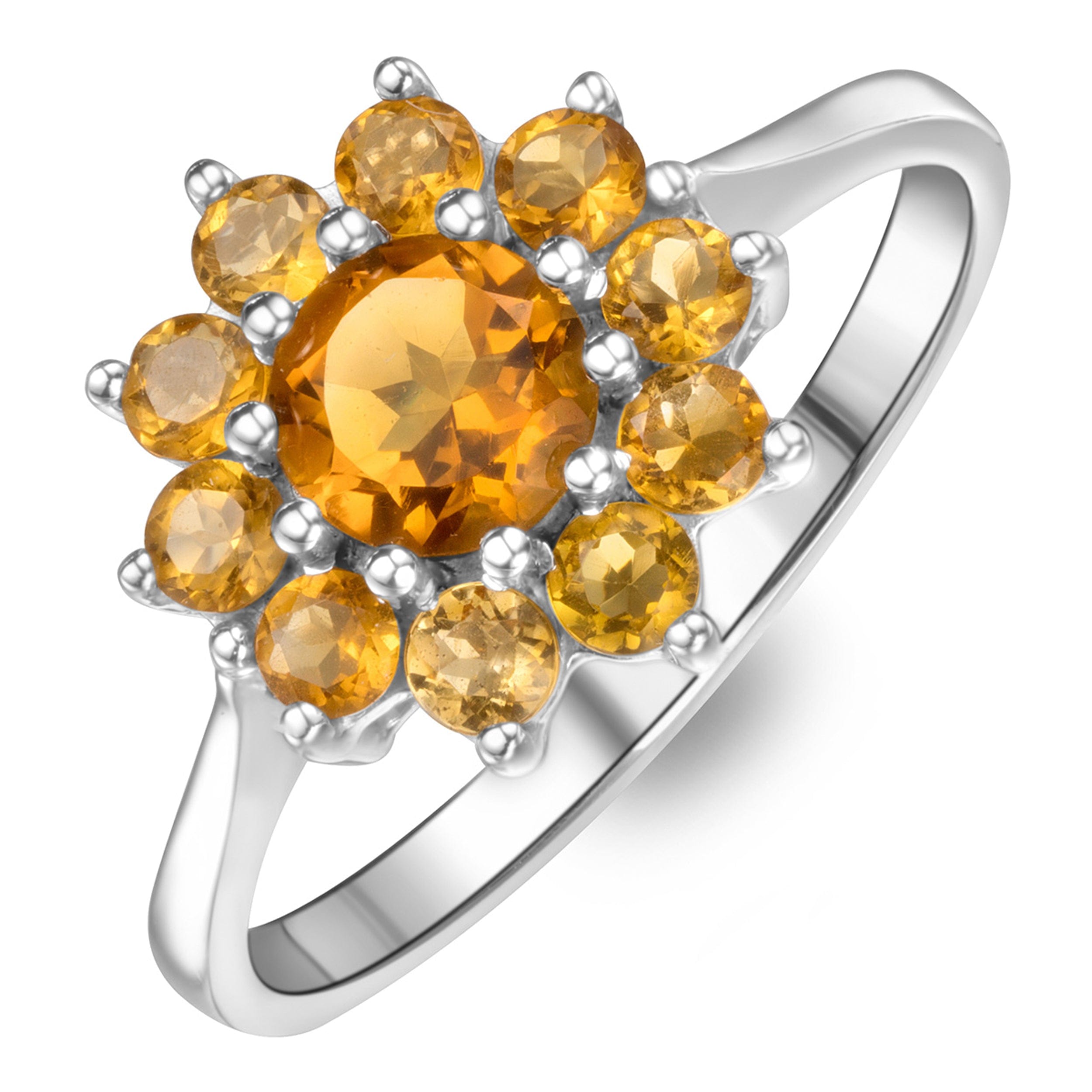 WHITE* 0.96ct Citrine Cluster Ring in 9K White Gold