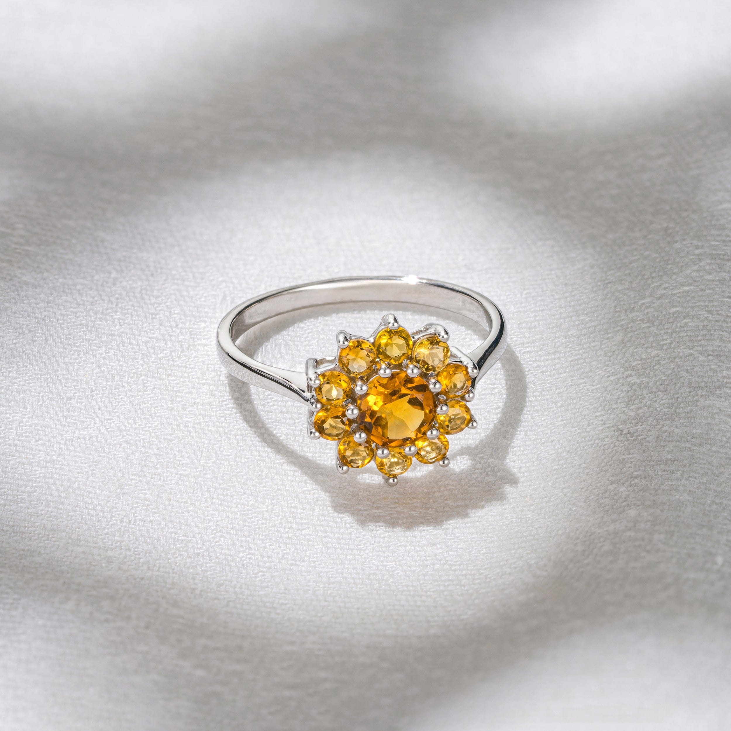 WHITE* 0.96ct Citrine Cluster Ring in 9K White Gold