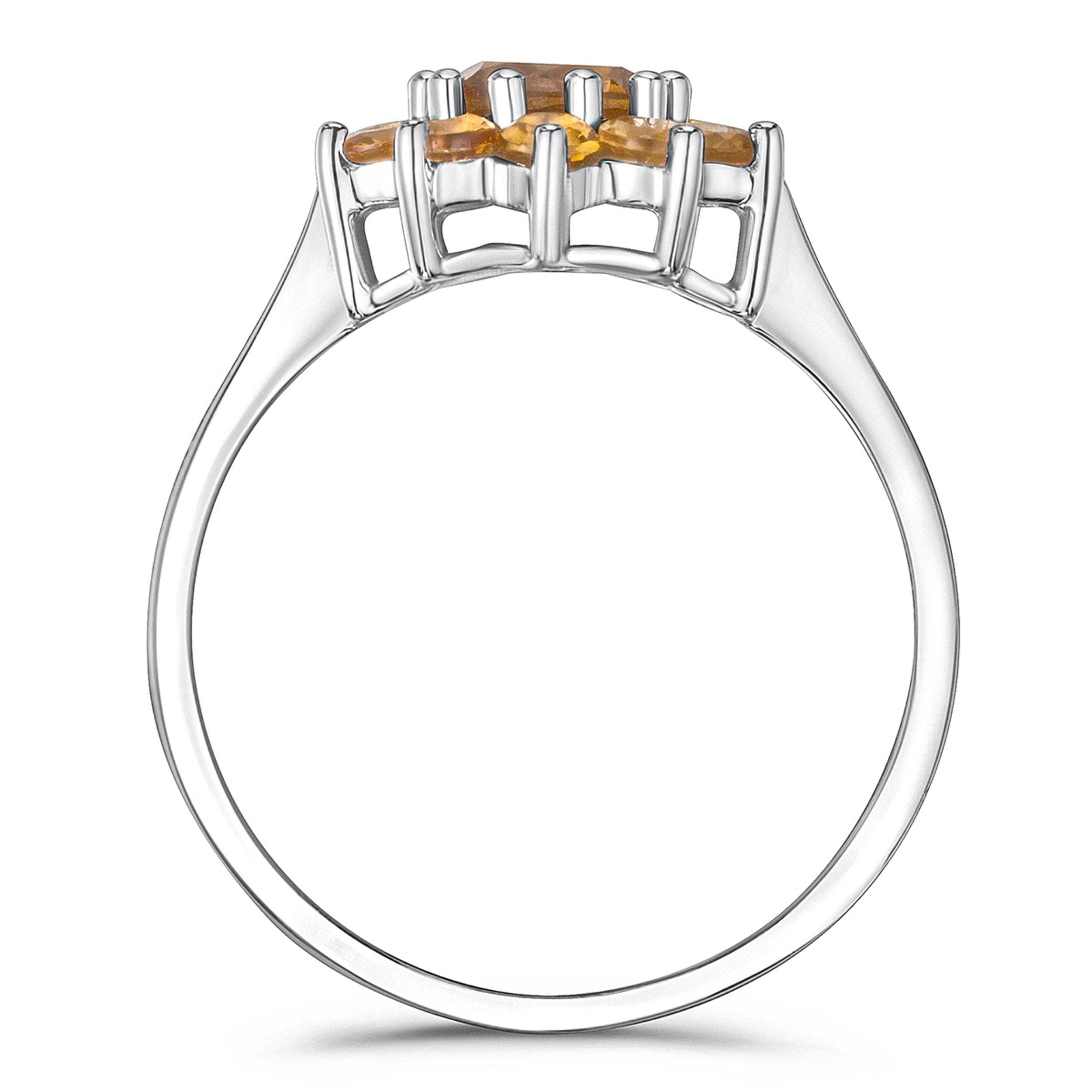 WHITE* 0.96ct Citrine Cluster Ring in 9K White Gold