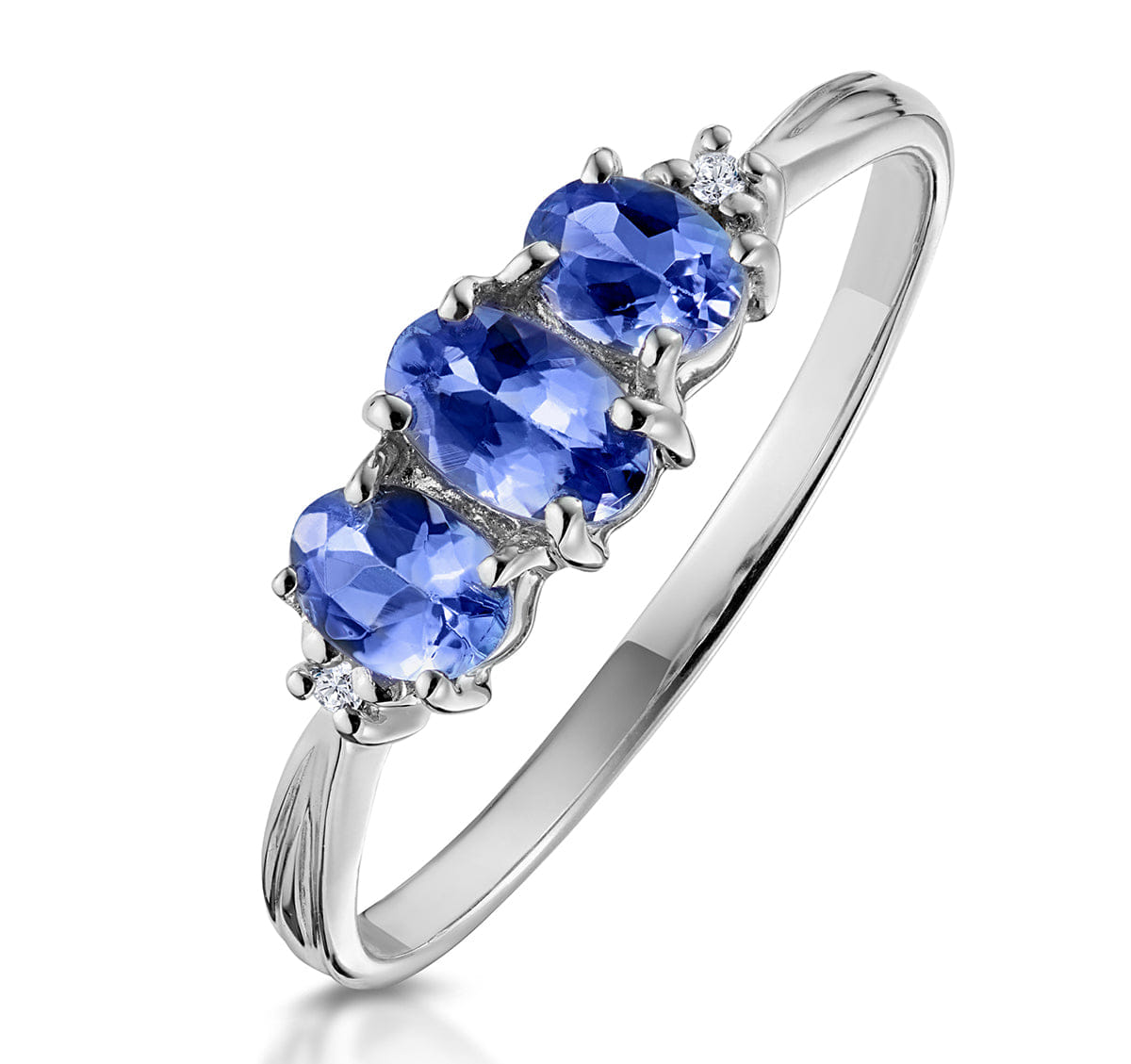 Diamond Tanzanite 0.59CT And Diamond 9K White Gold Ring