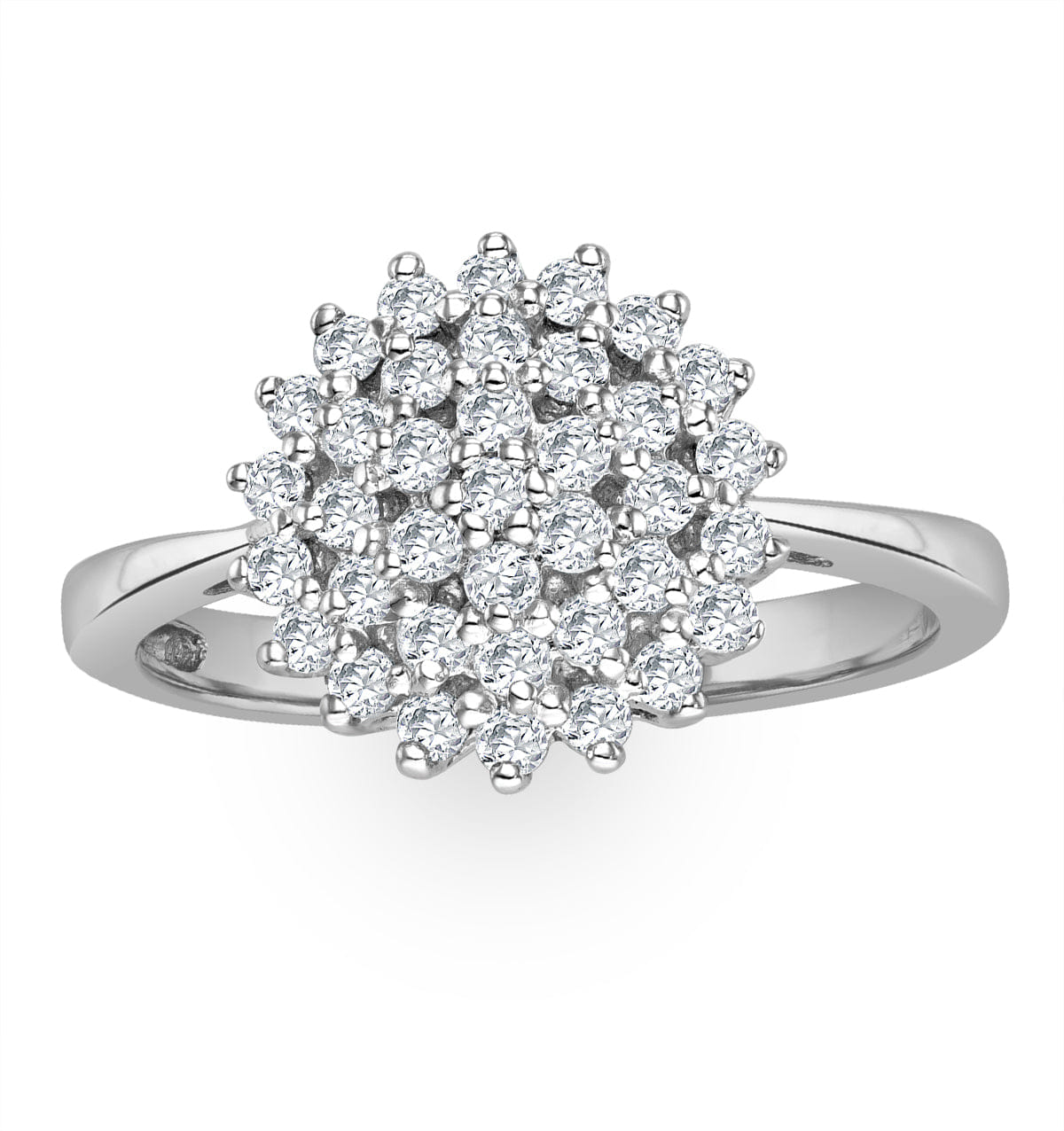 Diamond Cluster Lab Diamond Ring 0.33ct H/Si Set In 925 Silver