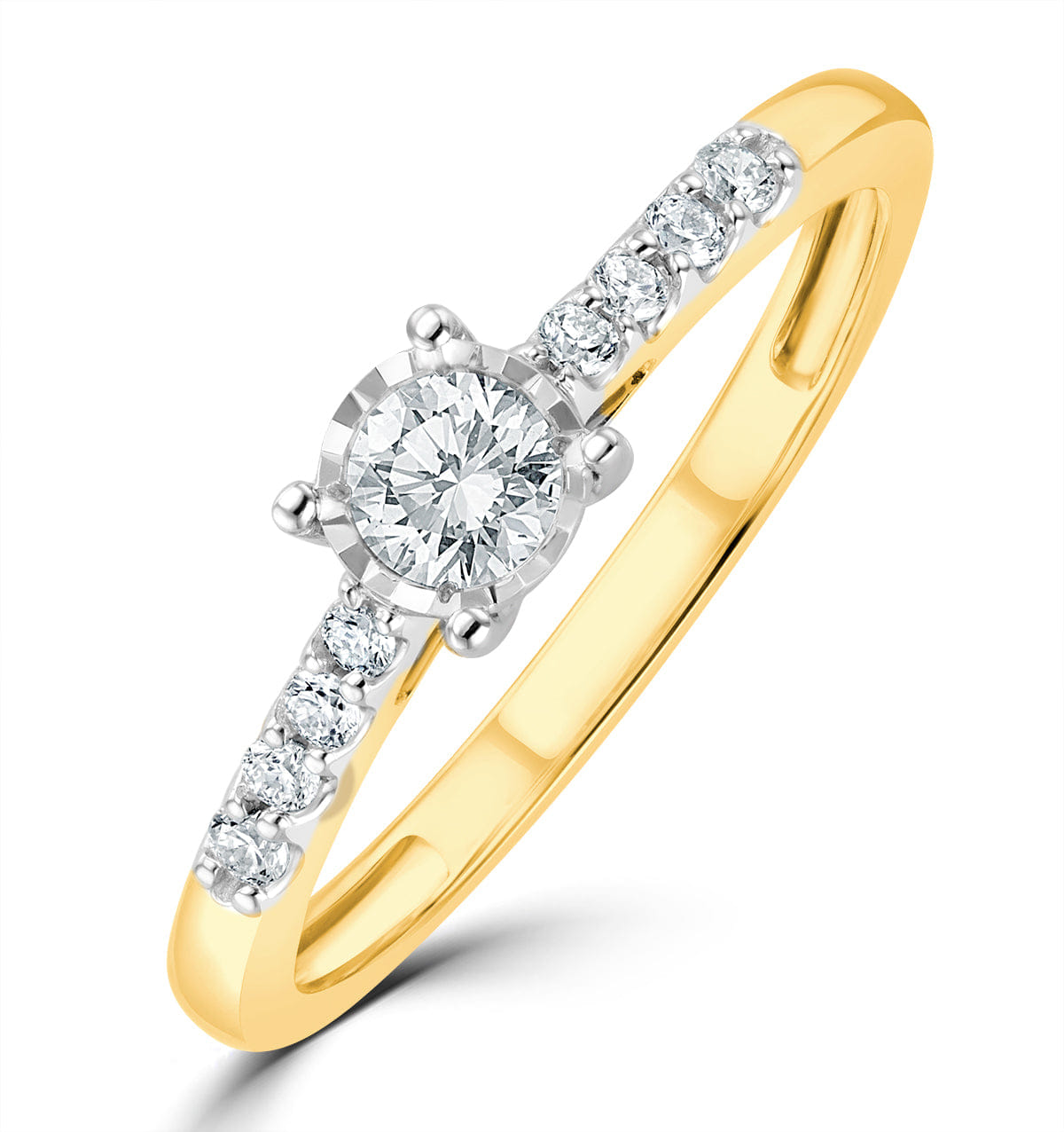 Diamond Lab Diamond Side Stone Engagement Ring 0.25ct H/Si in 9K Gold