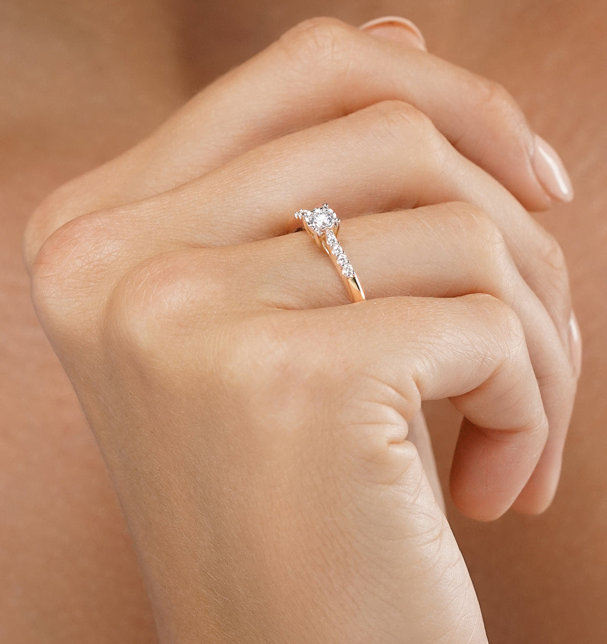 Diamond Lab Diamond Side Stone Engagement Ring 0.25ct H/Si in 9K Gold