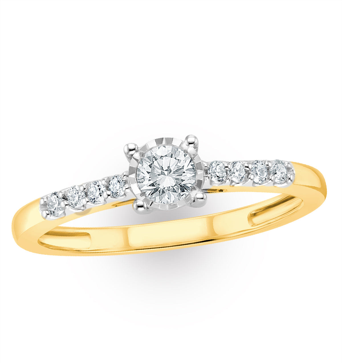 Diamond Lab Diamond Side Stone Engagement Ring 0.25ct H/Si in 9K Gold