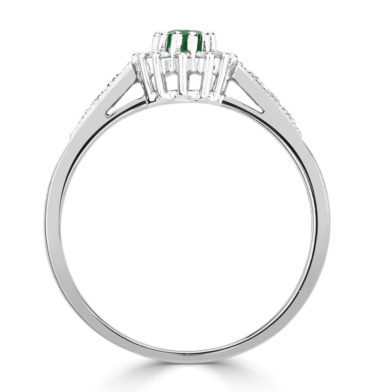 RING Emerald Ring with Lab Diamonds in 925 Silver - 5 x 3 mm Centre