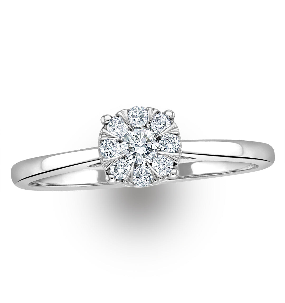 Solitaire 0.25ct Lab Diamond Cluster Solitaire Ring H/Si in 925 Silver