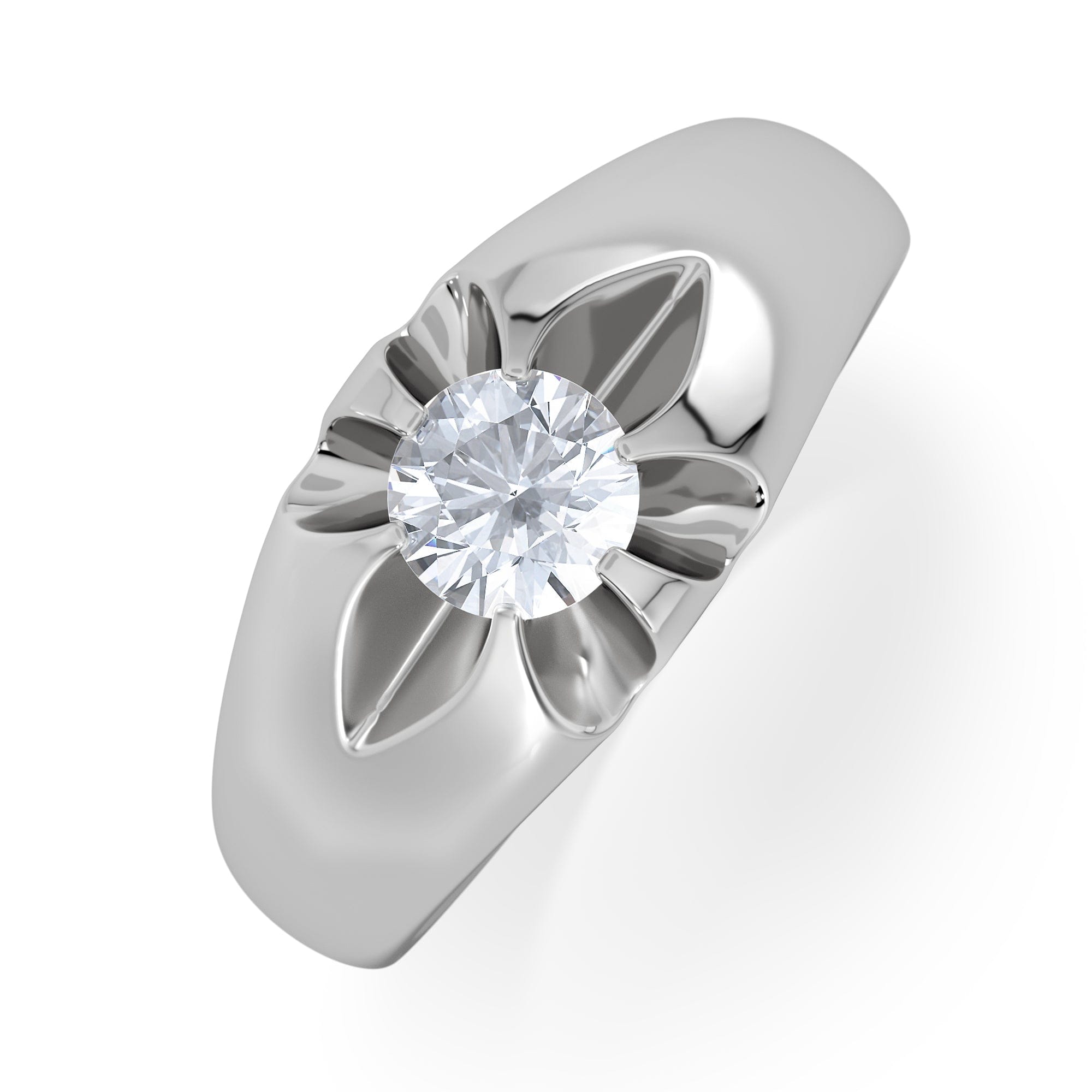 Diamond Men's Lab Diamond Signet Ring 0.50ct Round Cut in 925 Silver