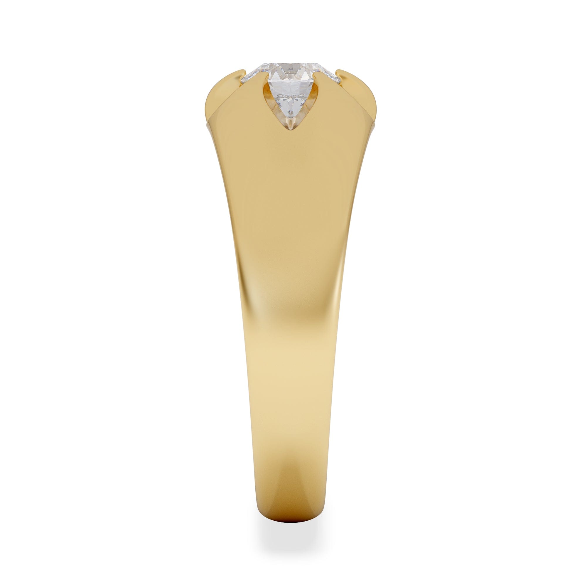 Diamond Lab Diamond Signet Ring 0.50ct Round Cut in 18K Gold Vermeil