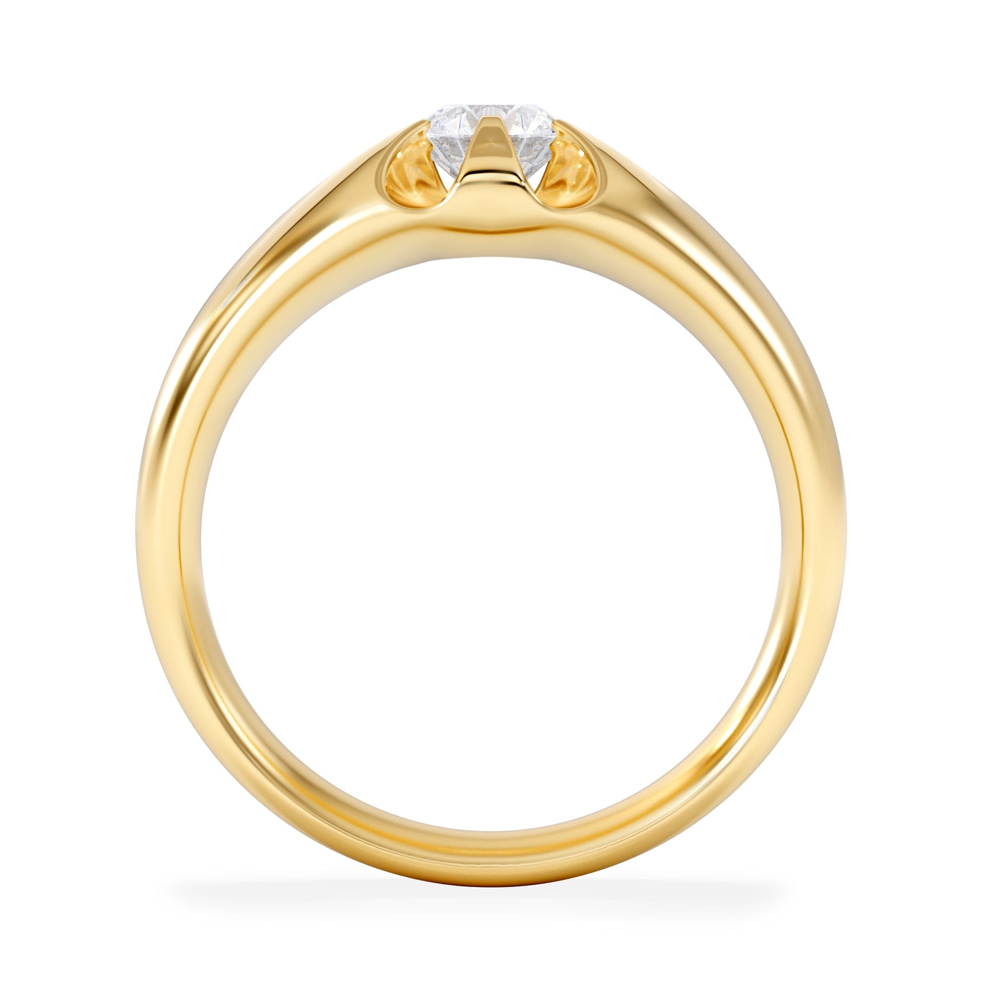Diamond Lab Diamond Signet Ring 0.50ct Round Cut in 18K Gold Vermeil