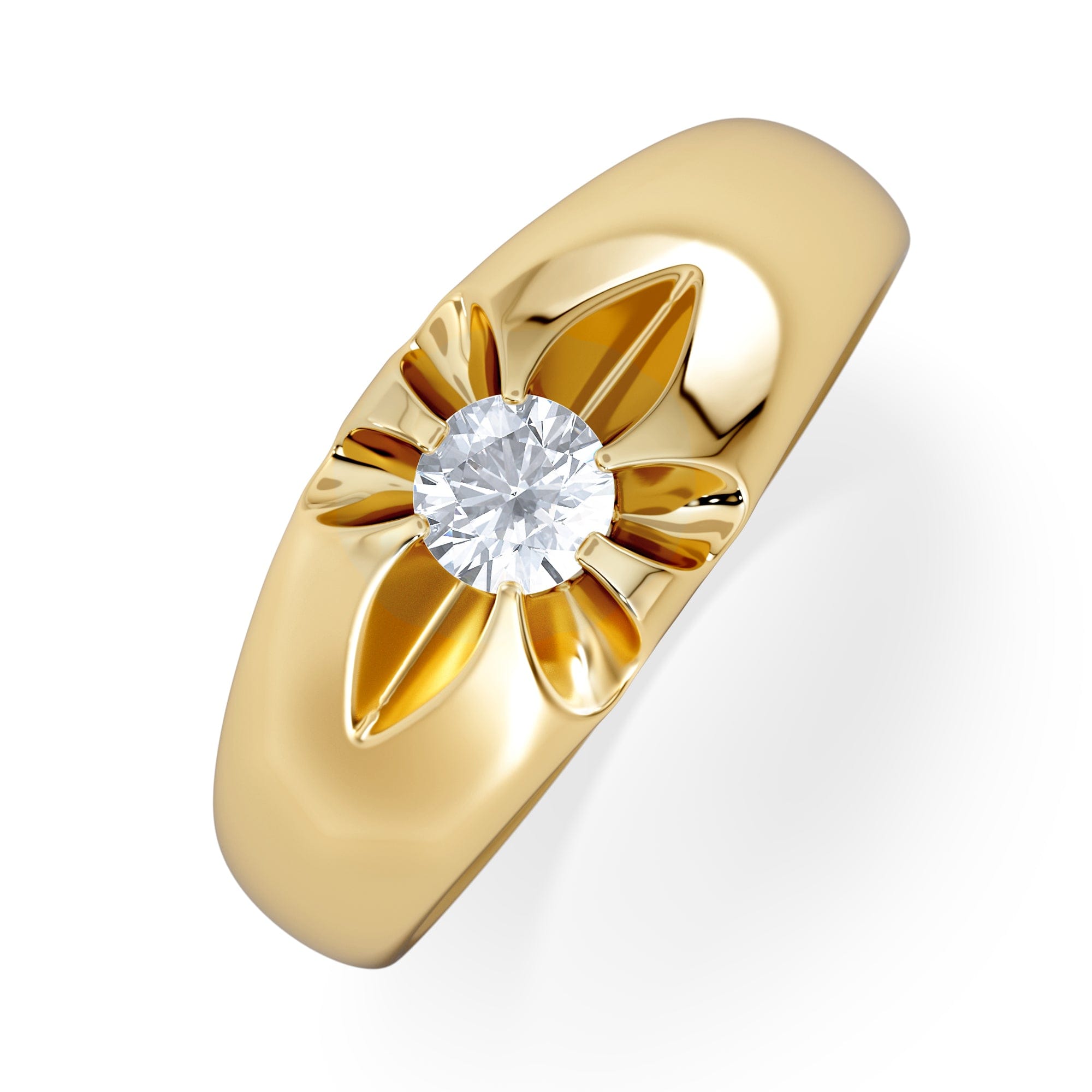 Diamond Lab Diamond Signet Ring 0.25ct Round Cut in 18K Gold Vermeil