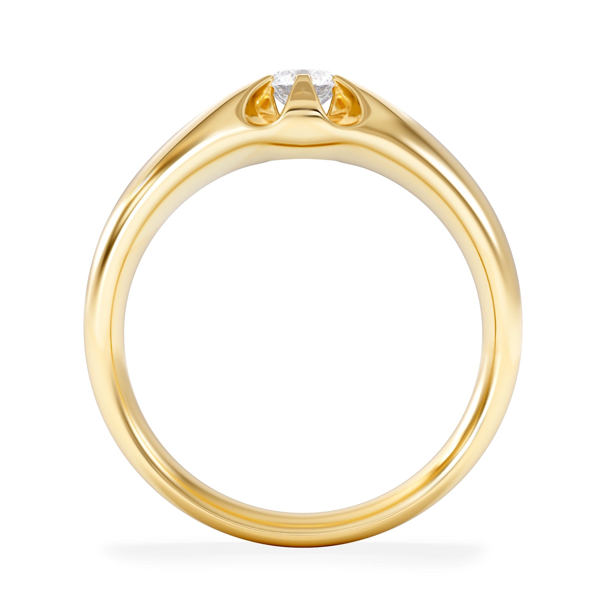 Diamond Lab Diamond Signet Ring 0.25ct Round Cut in 18K Gold Vermeil