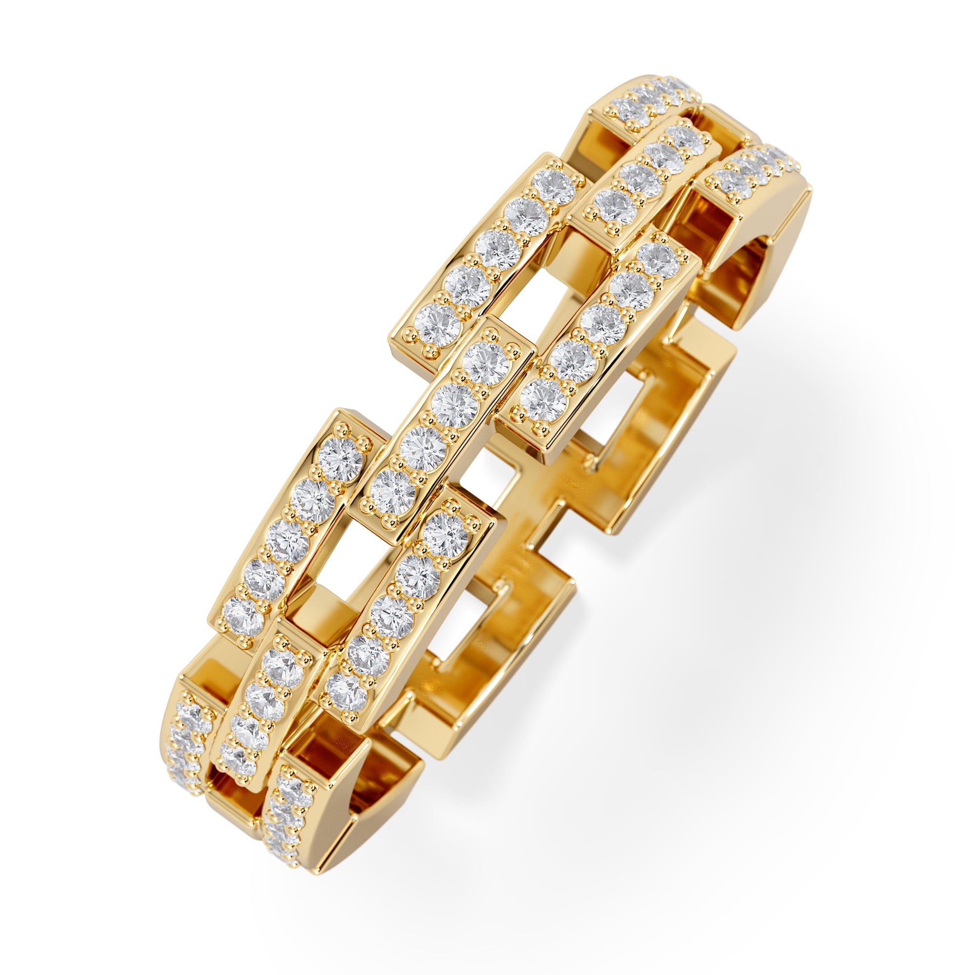 Diamond Lab Diamond Chain Link Ring 0.24ct in 18k Gold Vermeil