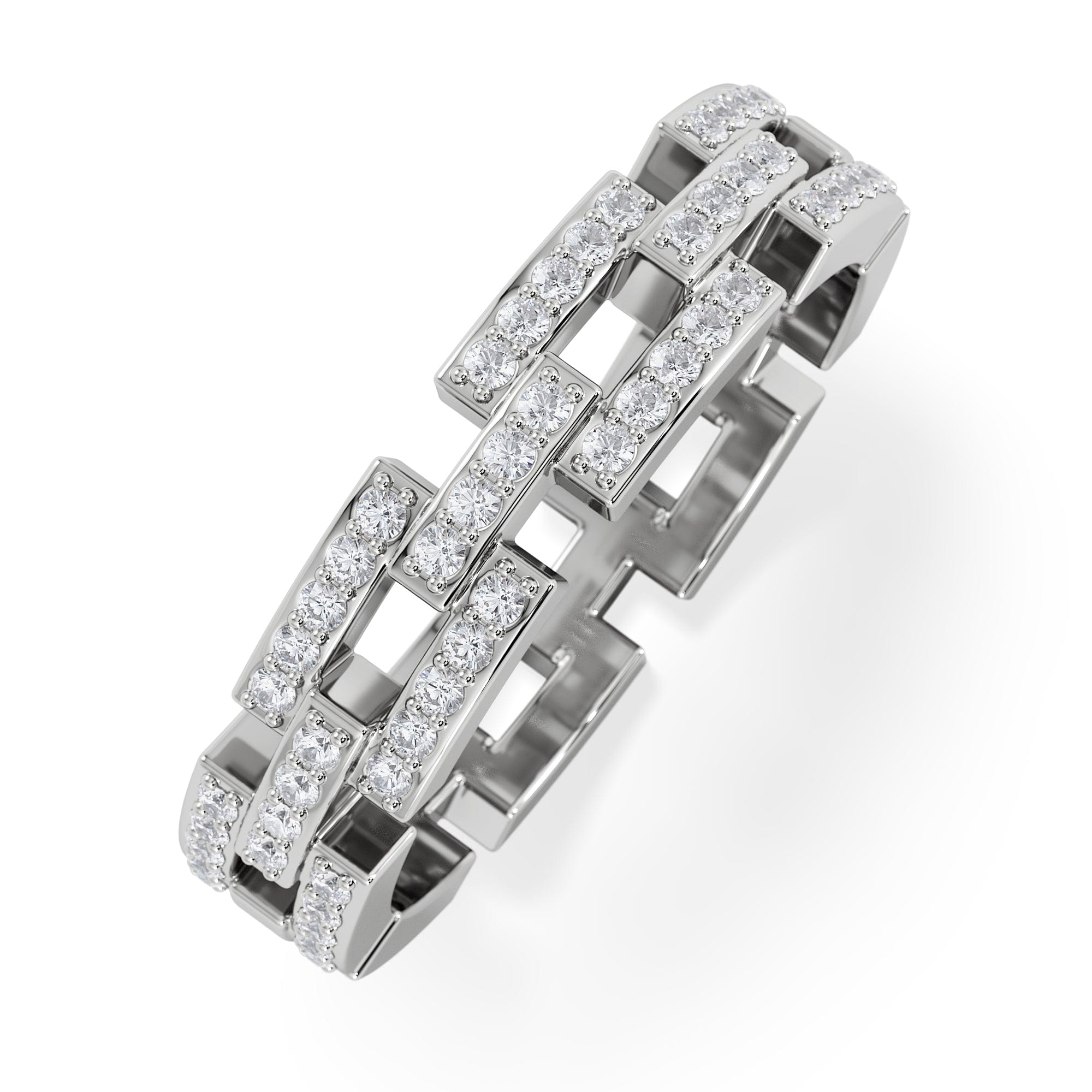 Diamond Lab Diamond Chain Link Ring 0.24ct in 925 Silver
