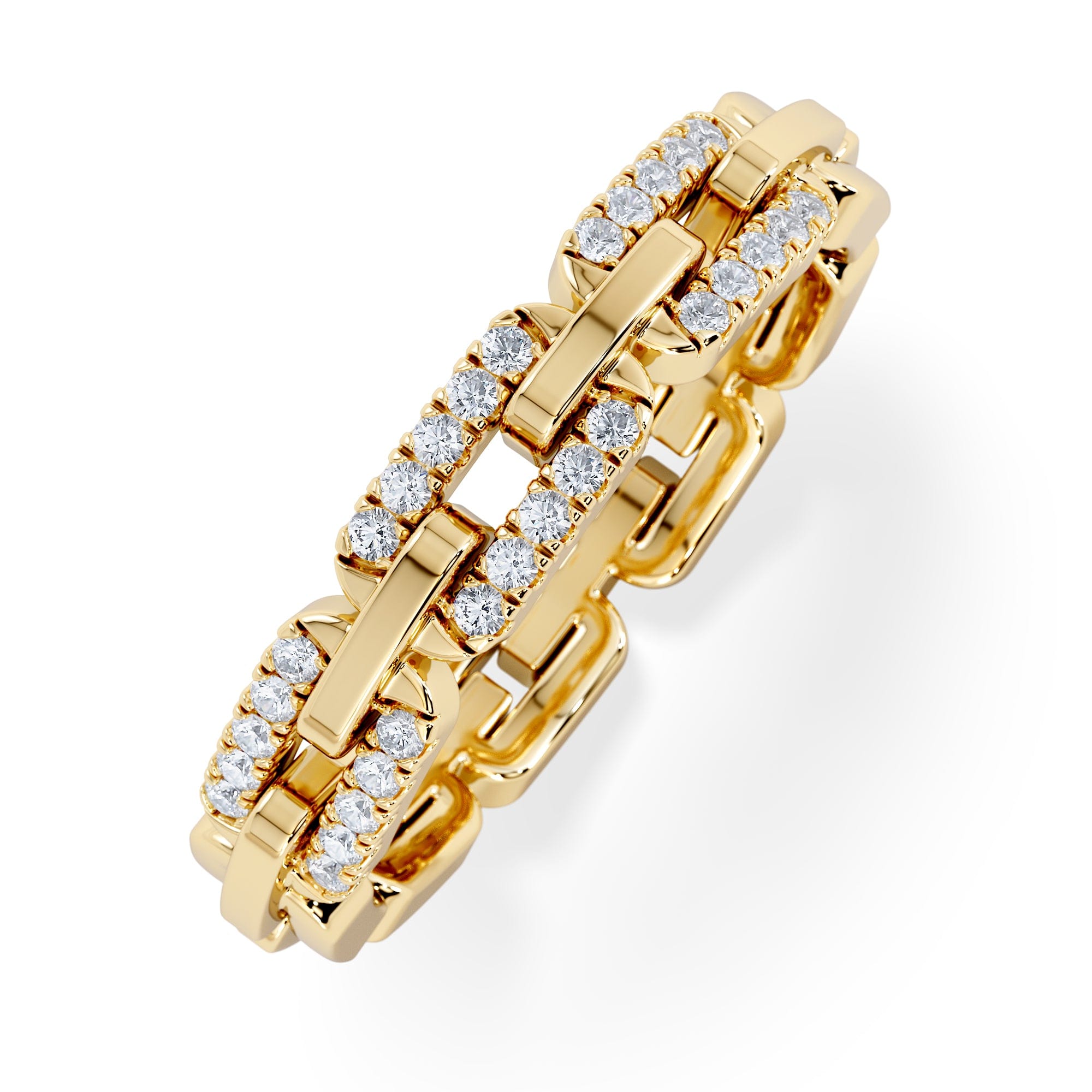 Diamond Lab Diamond Chain Link Ring 0.14ct in 18k Gold Vermeil
