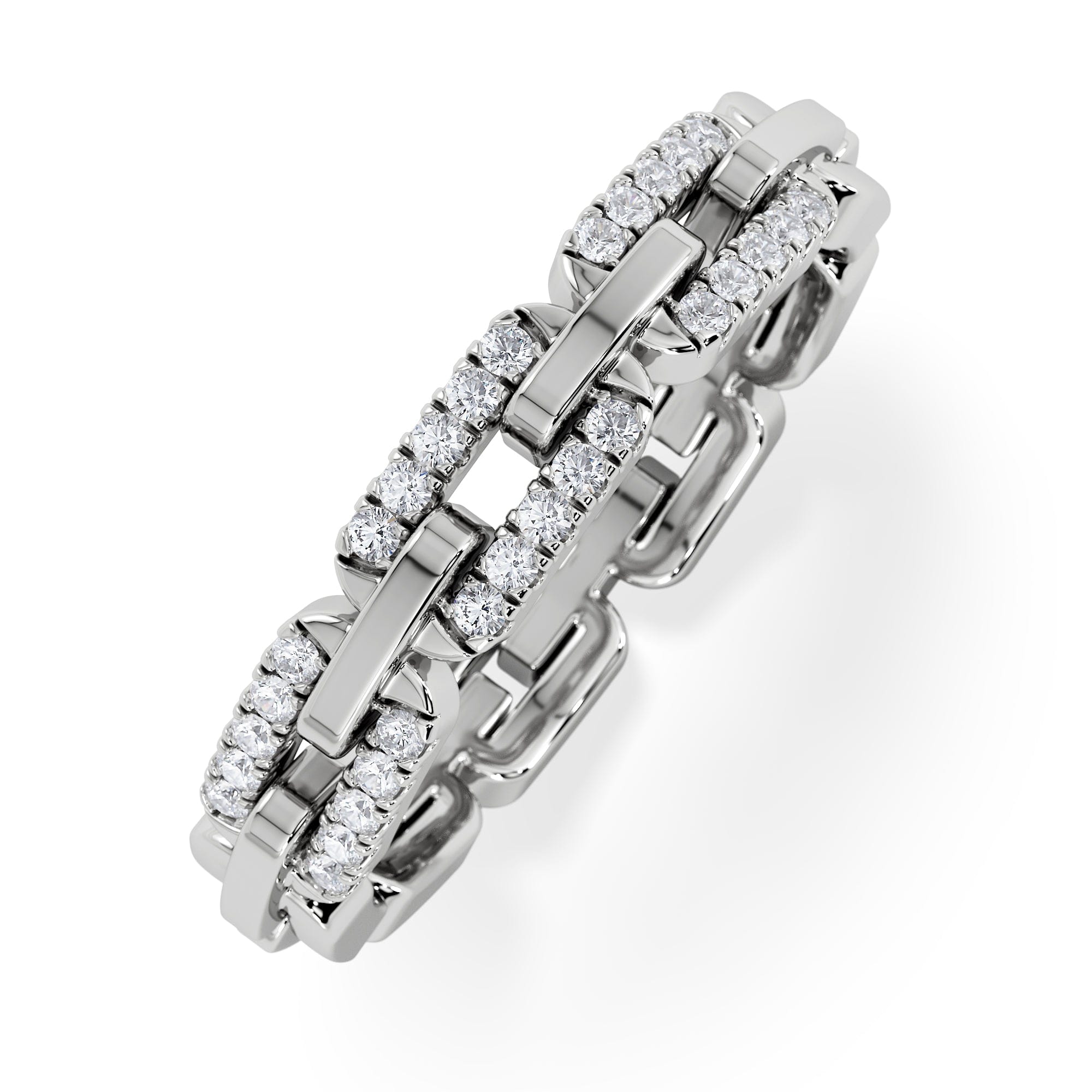 Diamond Lab Diamond Chain Link Ring 0.14ct in 925 Silver