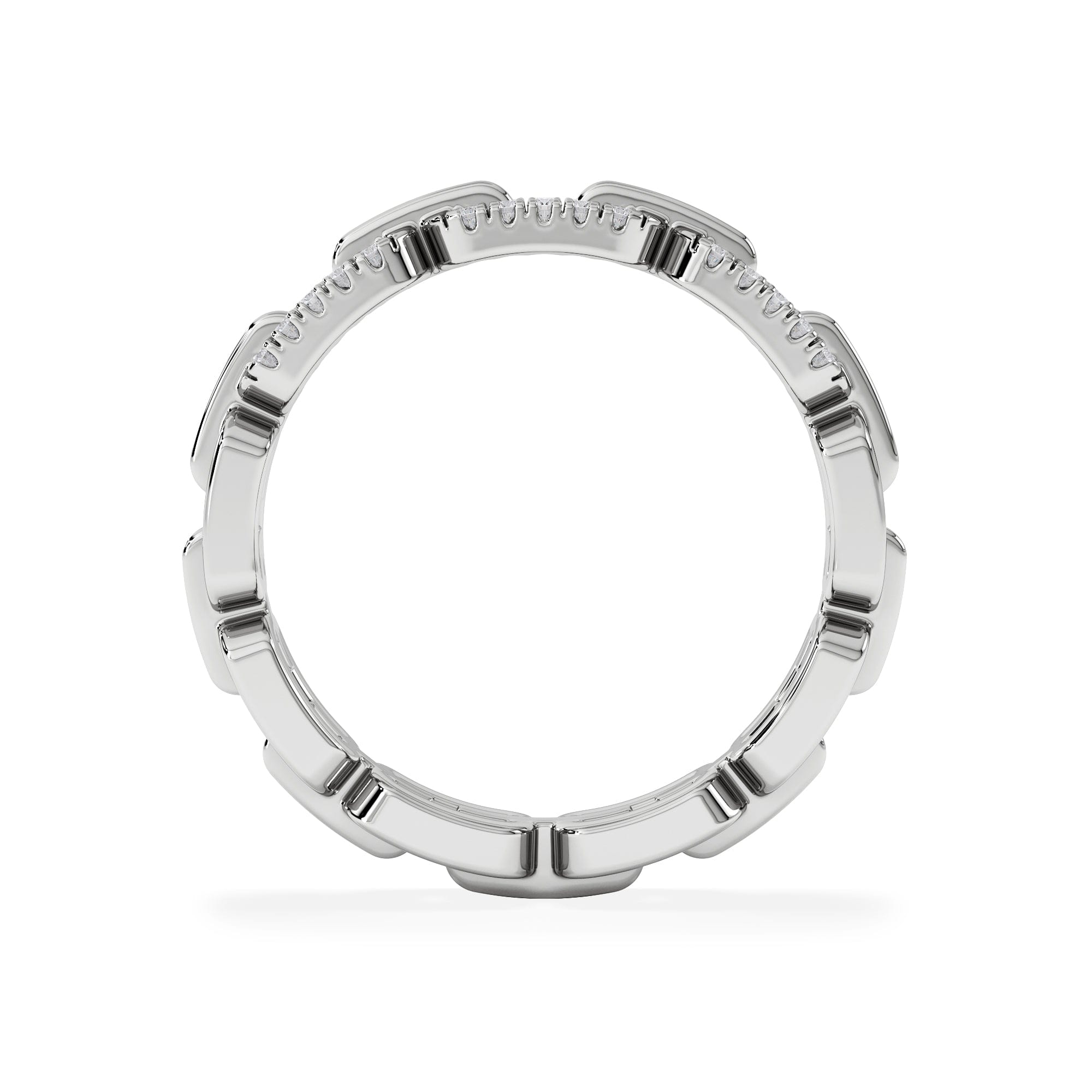 Diamond Lab Diamond Chain Link Ring 0.14ct in 925 Silver