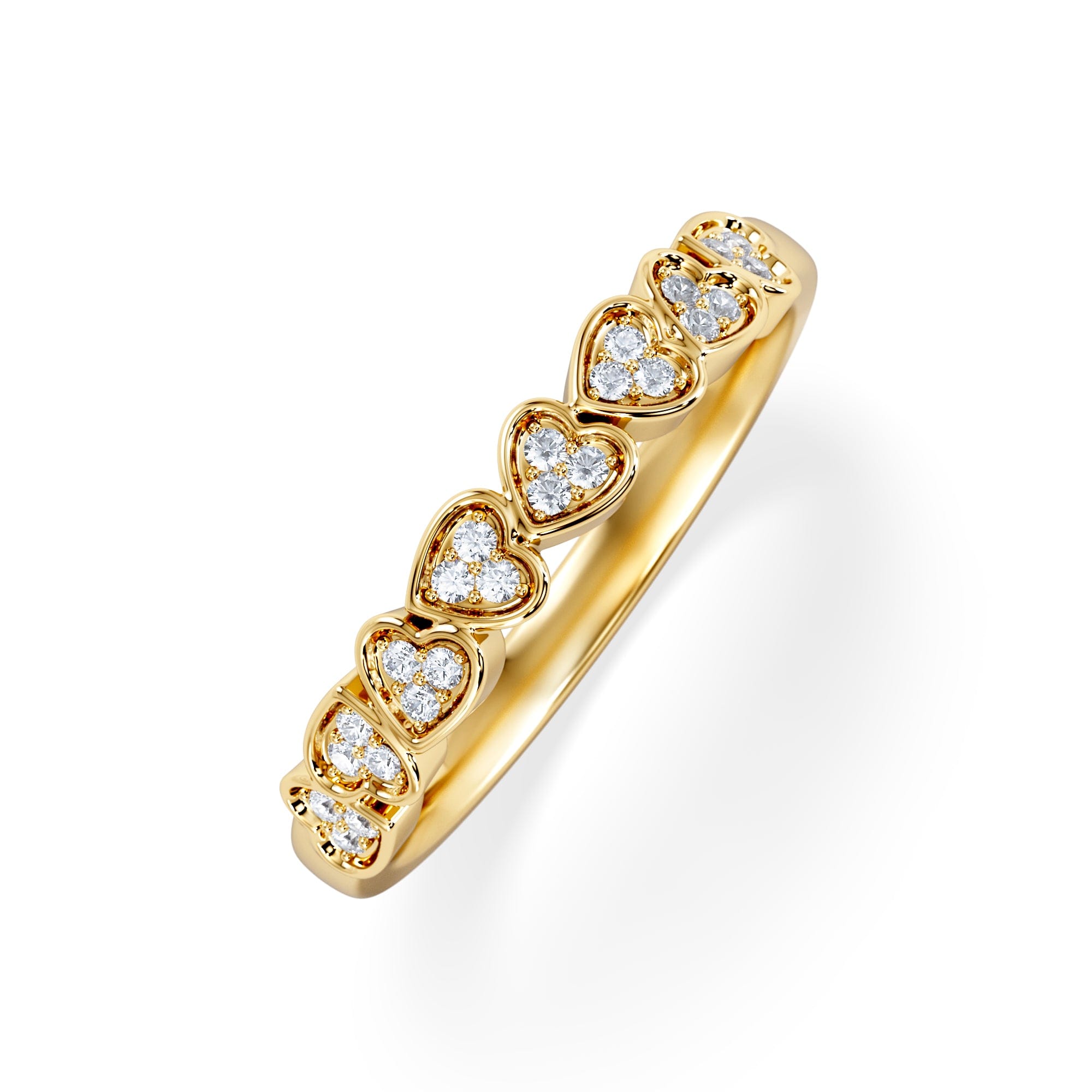 Diamond Heart Half Eternity Ring Lab Diamond 0.11ct in 18K Gold Vermeil