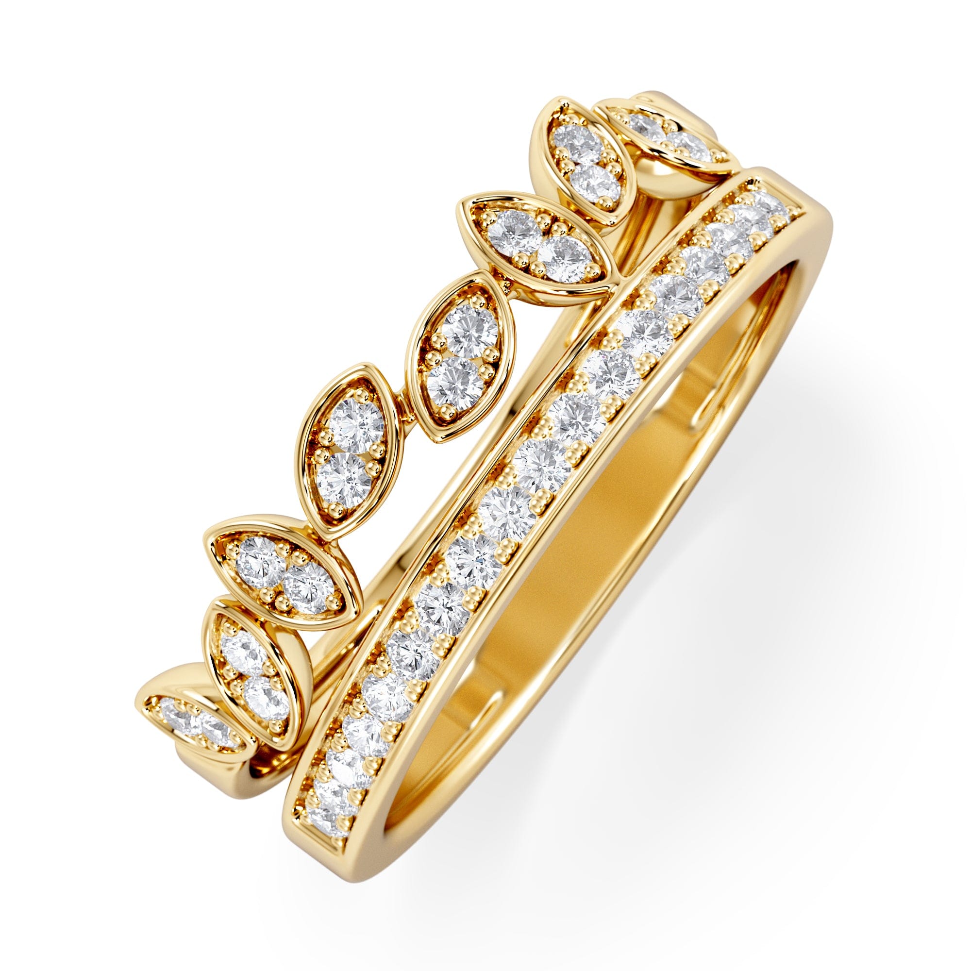 Diamond Double Band Stacking Ring Lab Diamond 0.25ct in 18K Gold Vermeil