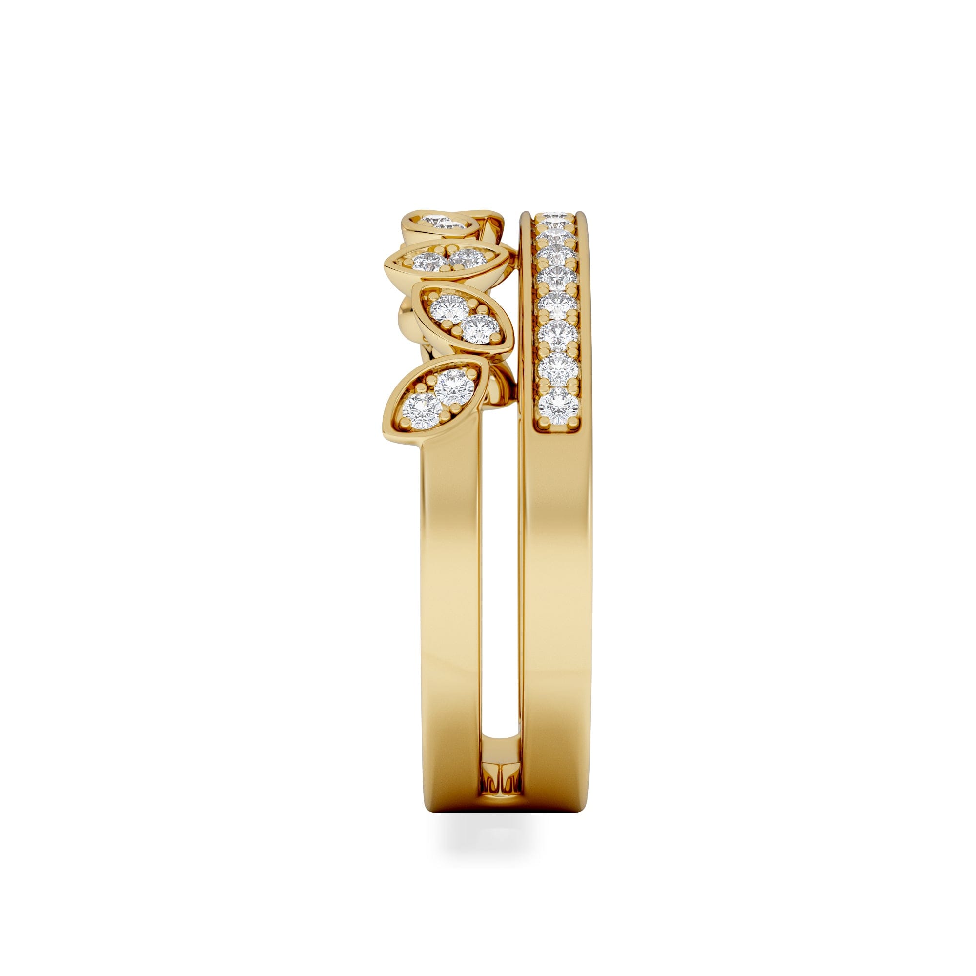 Diamond Double Band Stacking Ring Lab Diamond 0.25ct in 18K Gold Vermeil