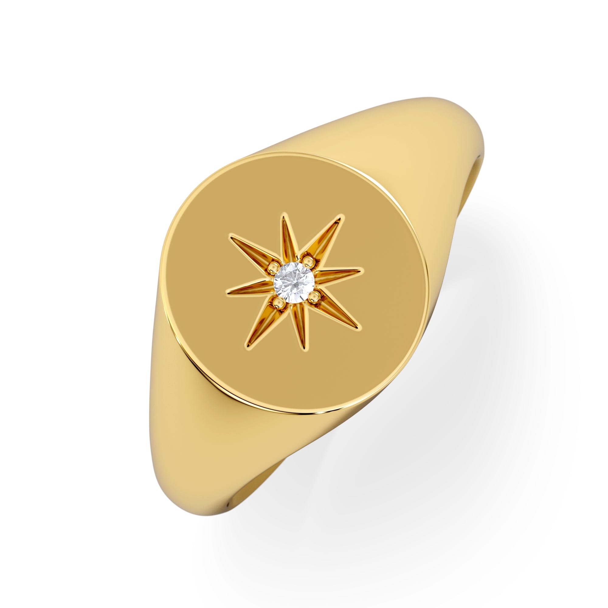 Diamond Star Signet Lab Diamond Ring in 18K Gold Vermeil