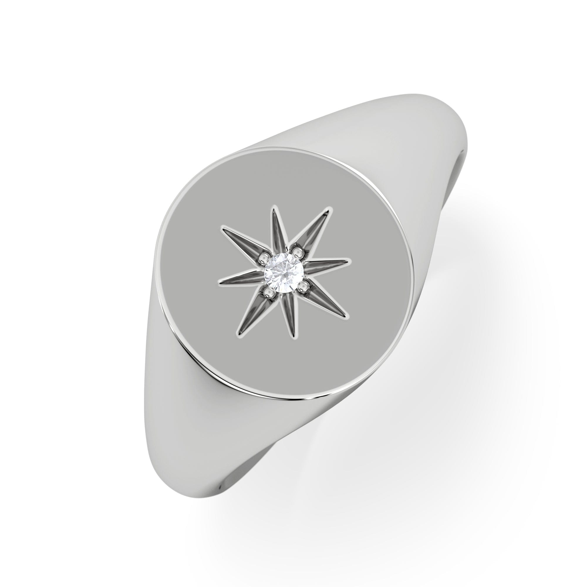 Diamond Star Signet Lab Diamond Ring in 925 Silver