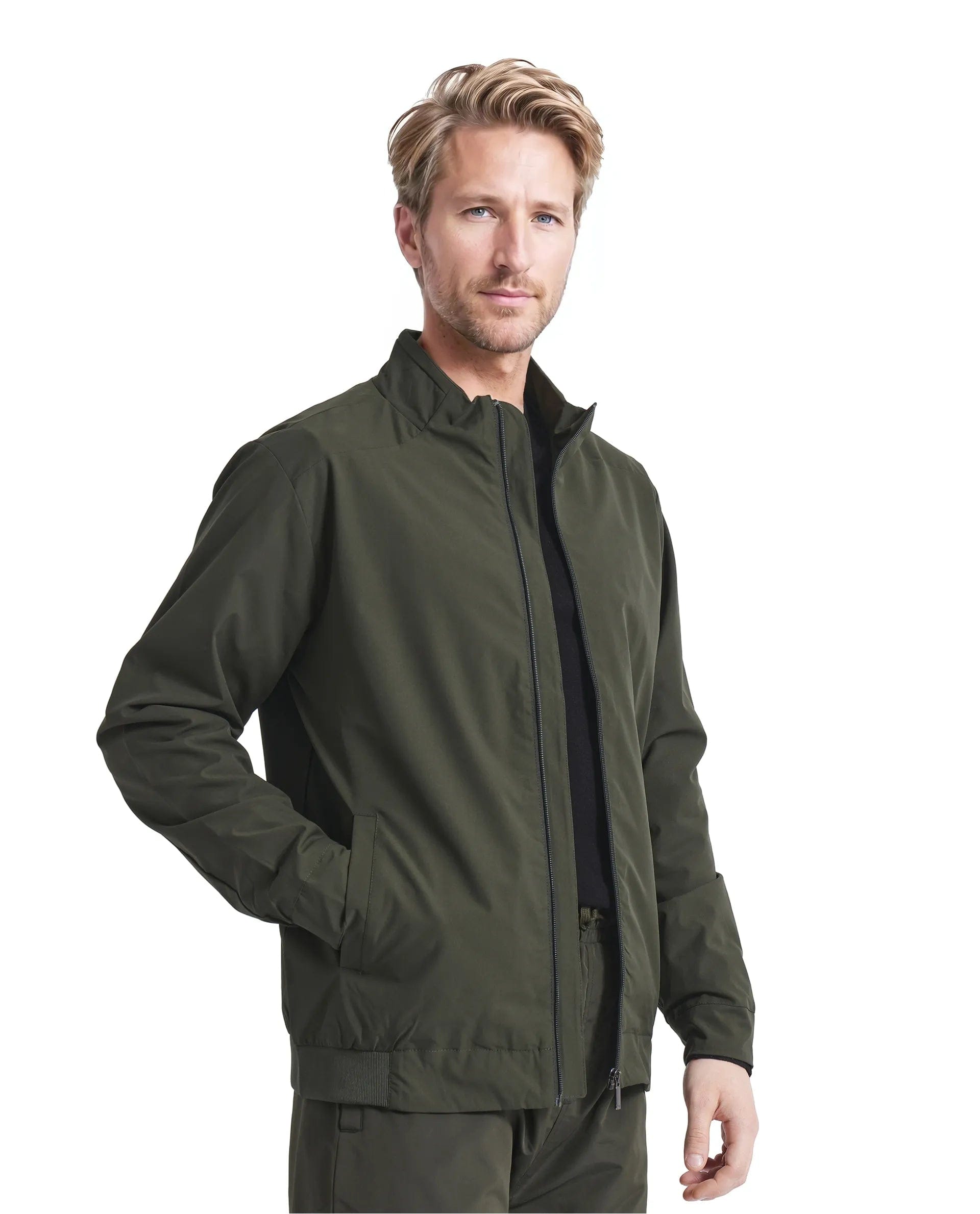 RARE Rabbit Men's Niger Green Polyester Typography Print Relaxed Fit Full Sleeve High Neck Jacket