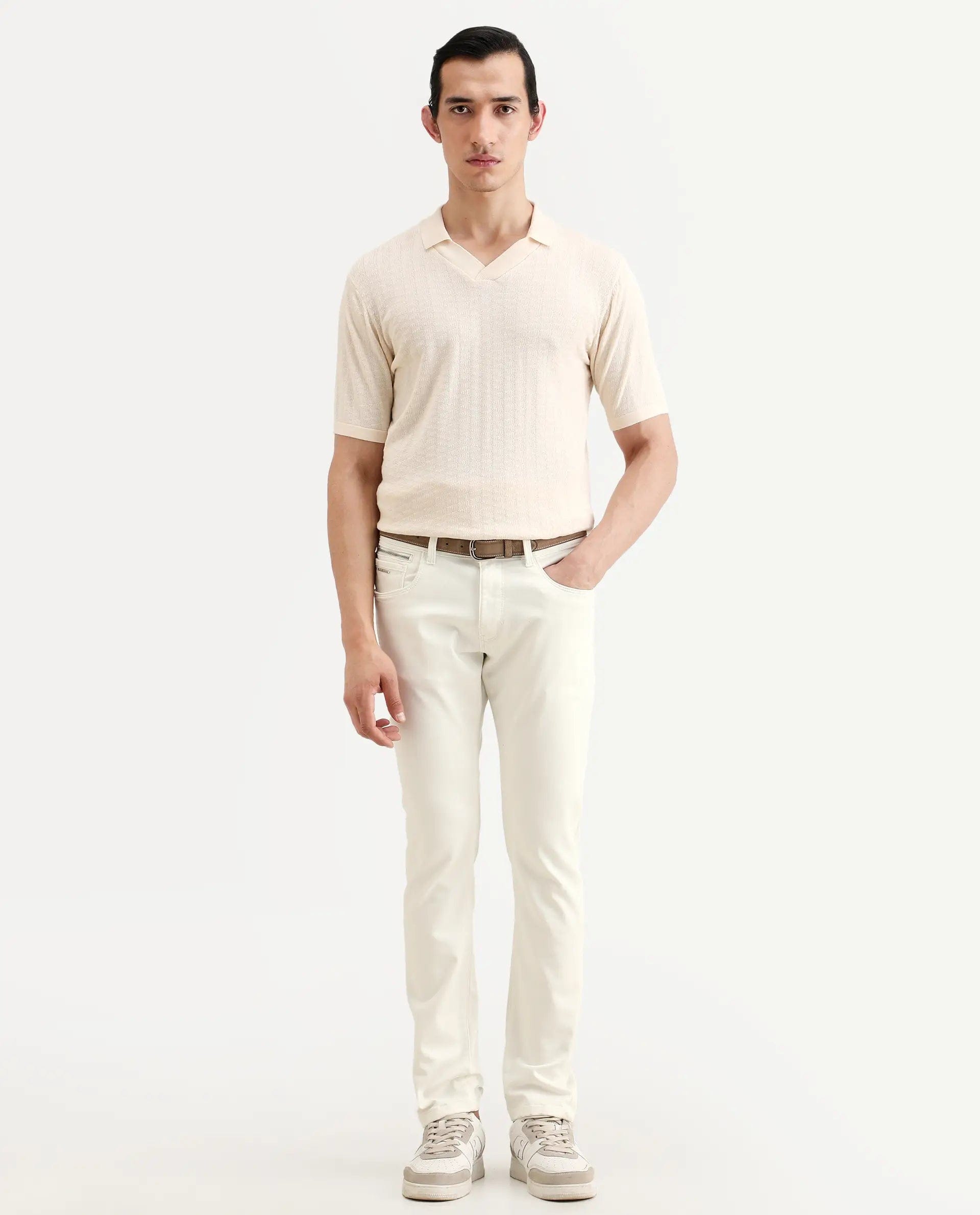RARE Rabbit Men's Korv 26 White Cotton Blend Fabric Hawk Slim Plain Jeans