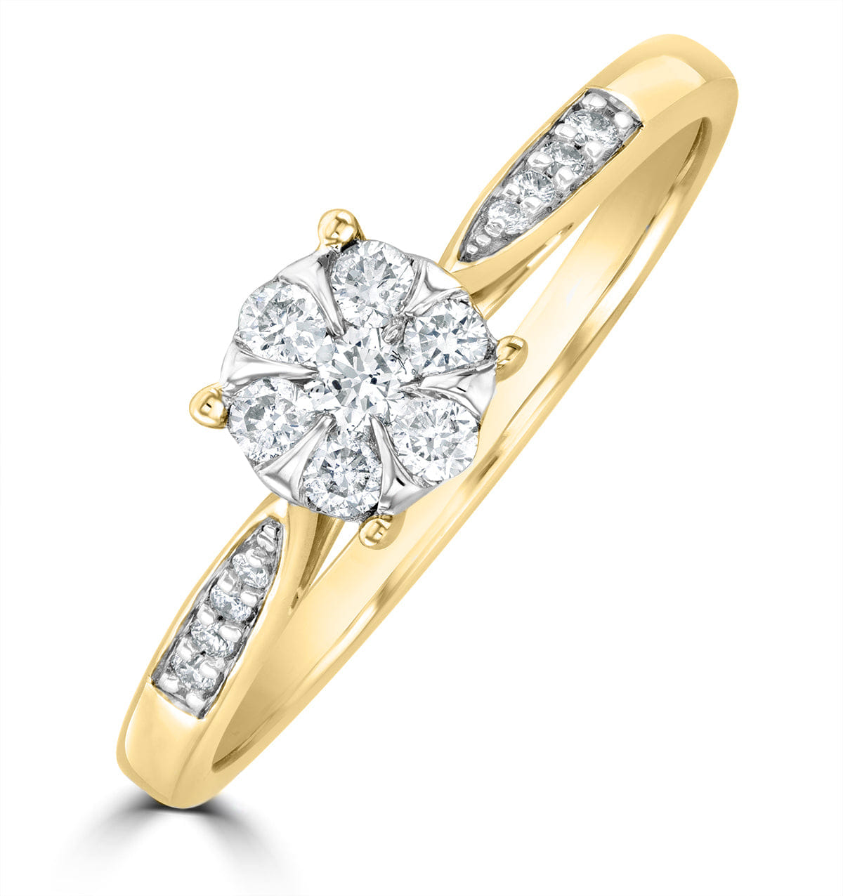 Diamond Lab Diamond Engagement Ring With Shoulders 0.25ct H/Si in 18K Gold Vermeil