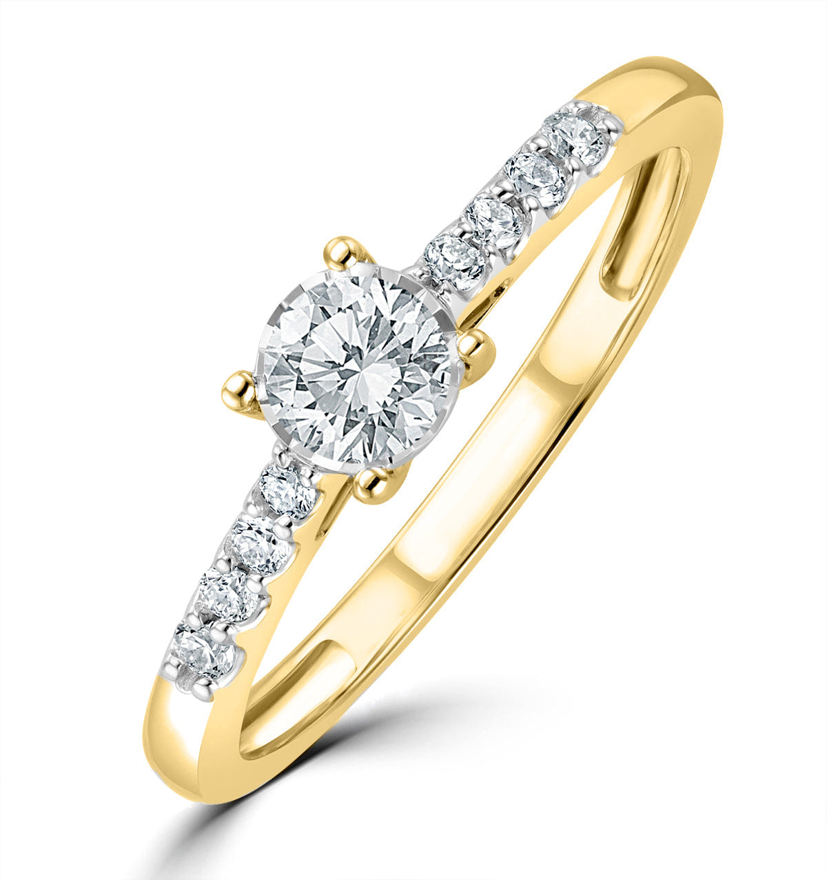 Diamond Lab Diamond Side Stone Engagement Ring 0.25ct H/Si in 18K Gold Vermeil