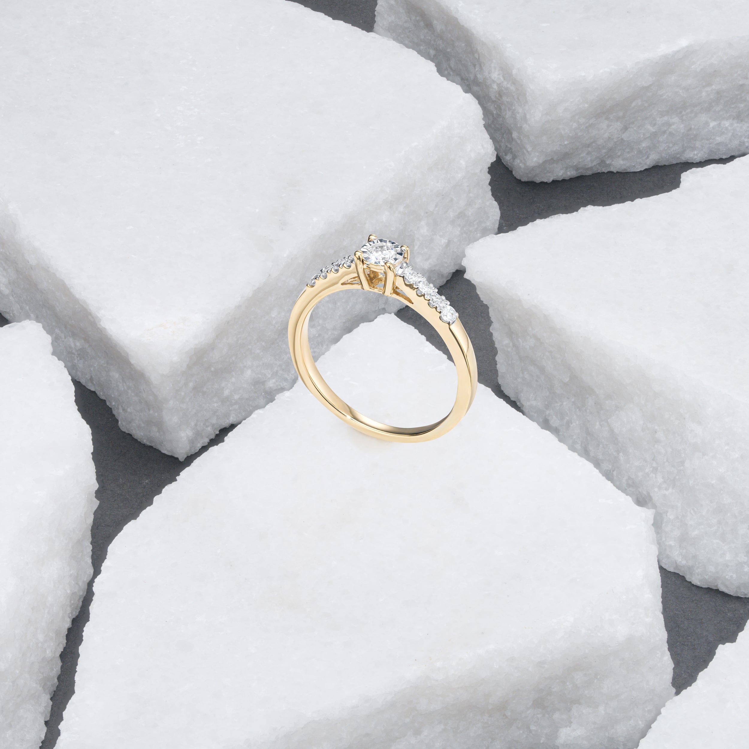 Diamond Lab Diamond Side Stone Engagement Ring 0.25ct H/Si in 18K Gold Vermeil