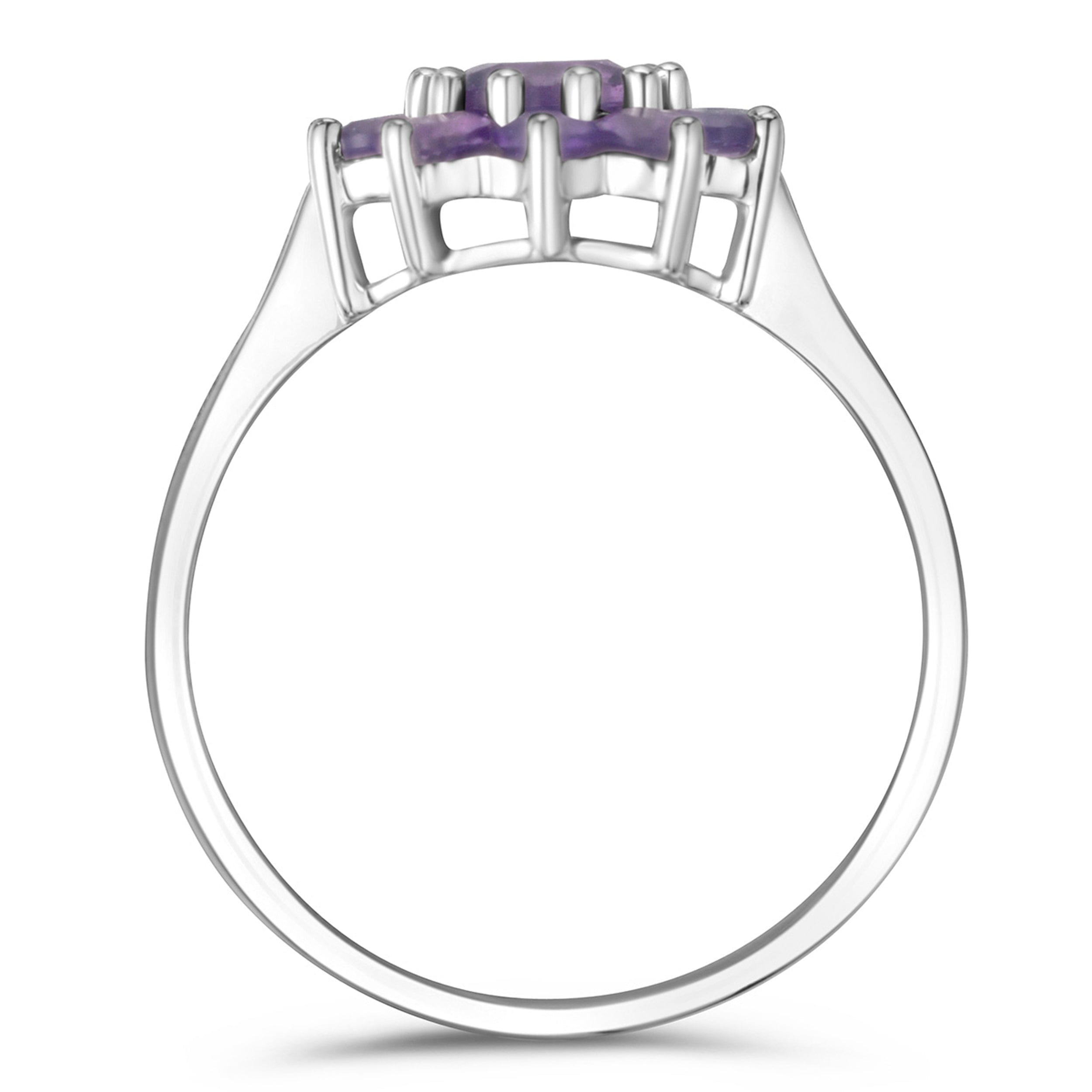WHITE* 0.94ct Amethyst Cluster Ring in 9K White Gold