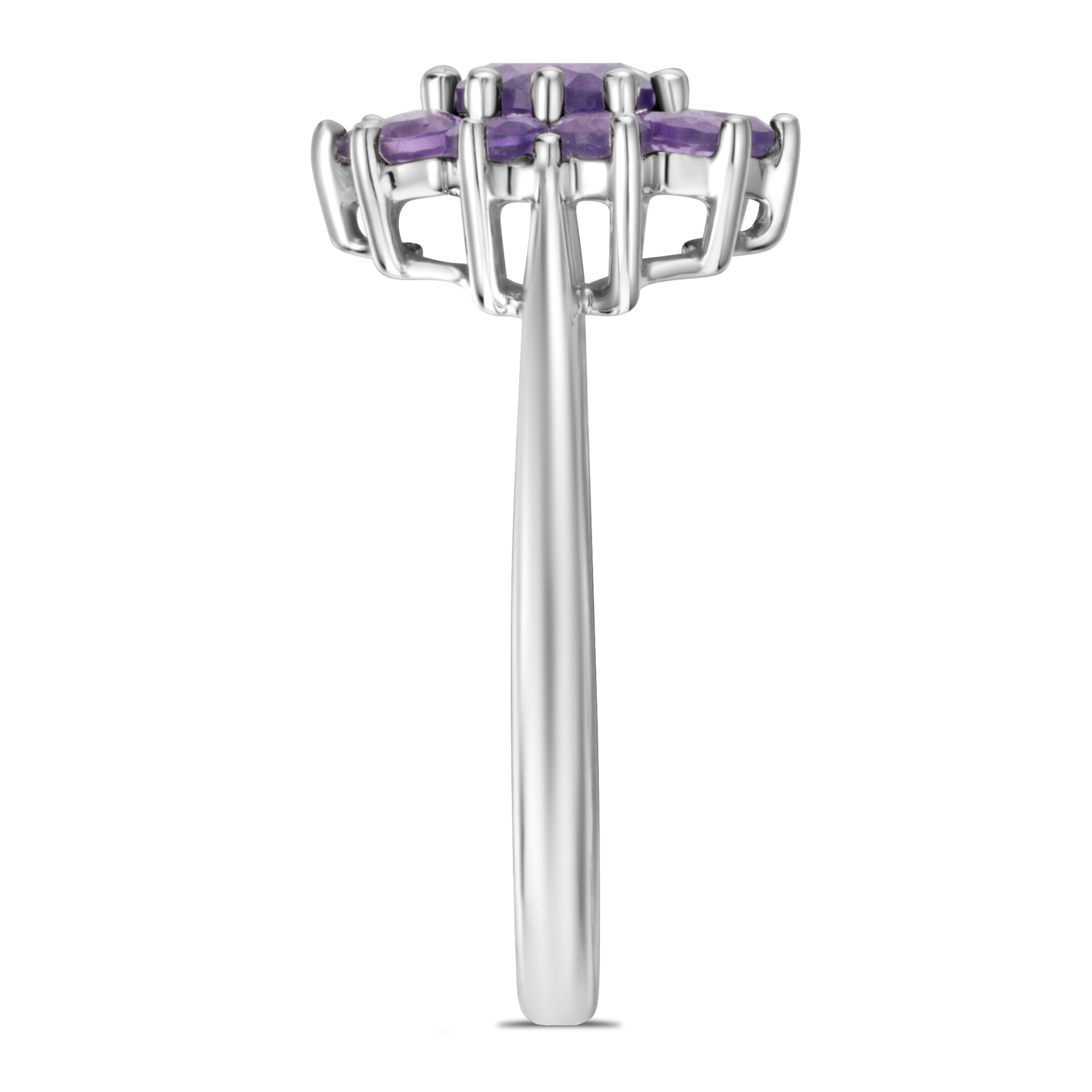 WHITE* 0.94ct Amethyst Cluster Ring in 9K White Gold