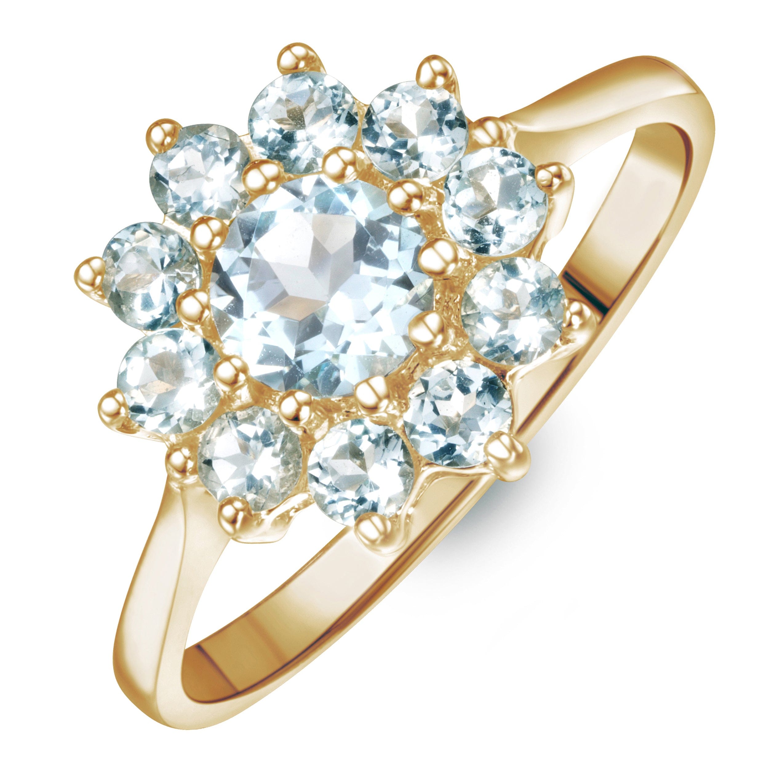 Yellow 1.10ct Blue Topaz Cluster Ring in 9K Yellow Gold
