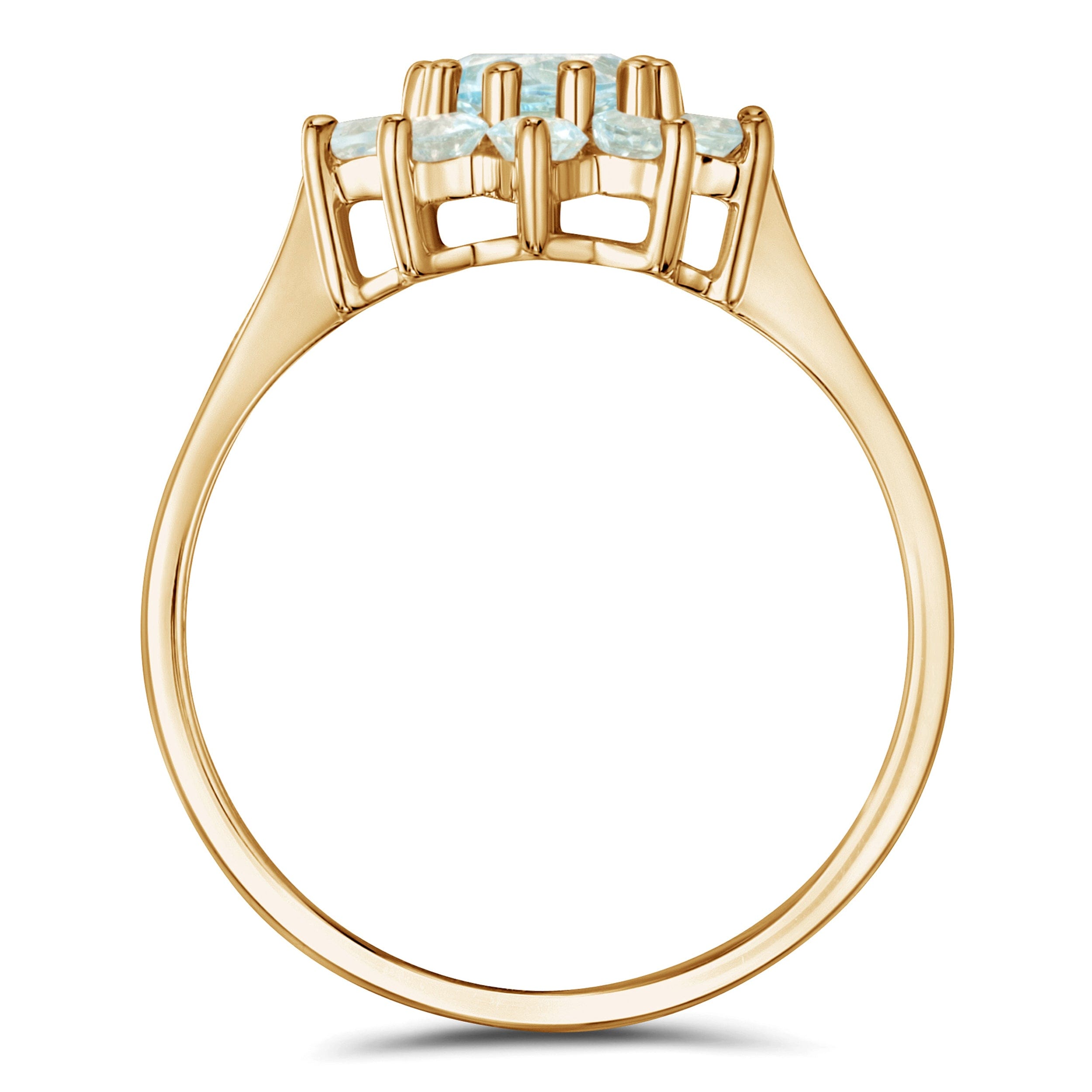 Yellow 1.10ct Blue Topaz Cluster Ring in 9K Yellow Gold