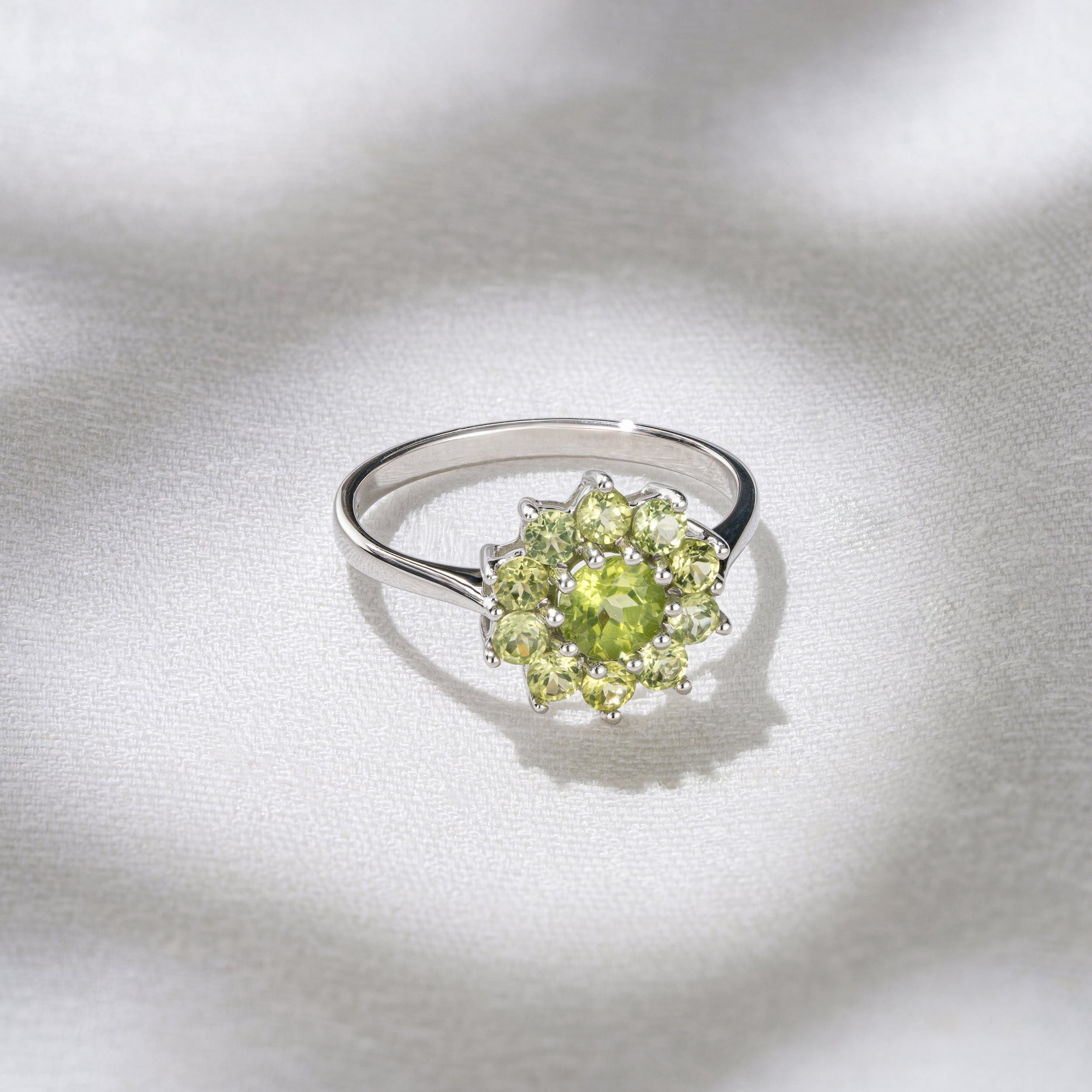 WHITE* 1.12ct Peridot Cluster Ring in 9K White Gold