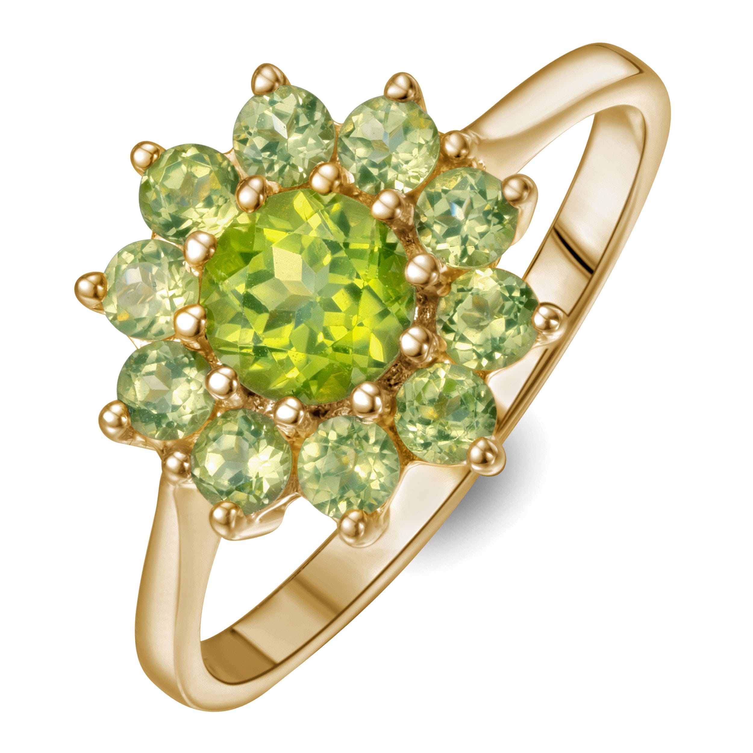 Yellow 1.12ct Peridot Cluster Ring in 9K Yellow Gold